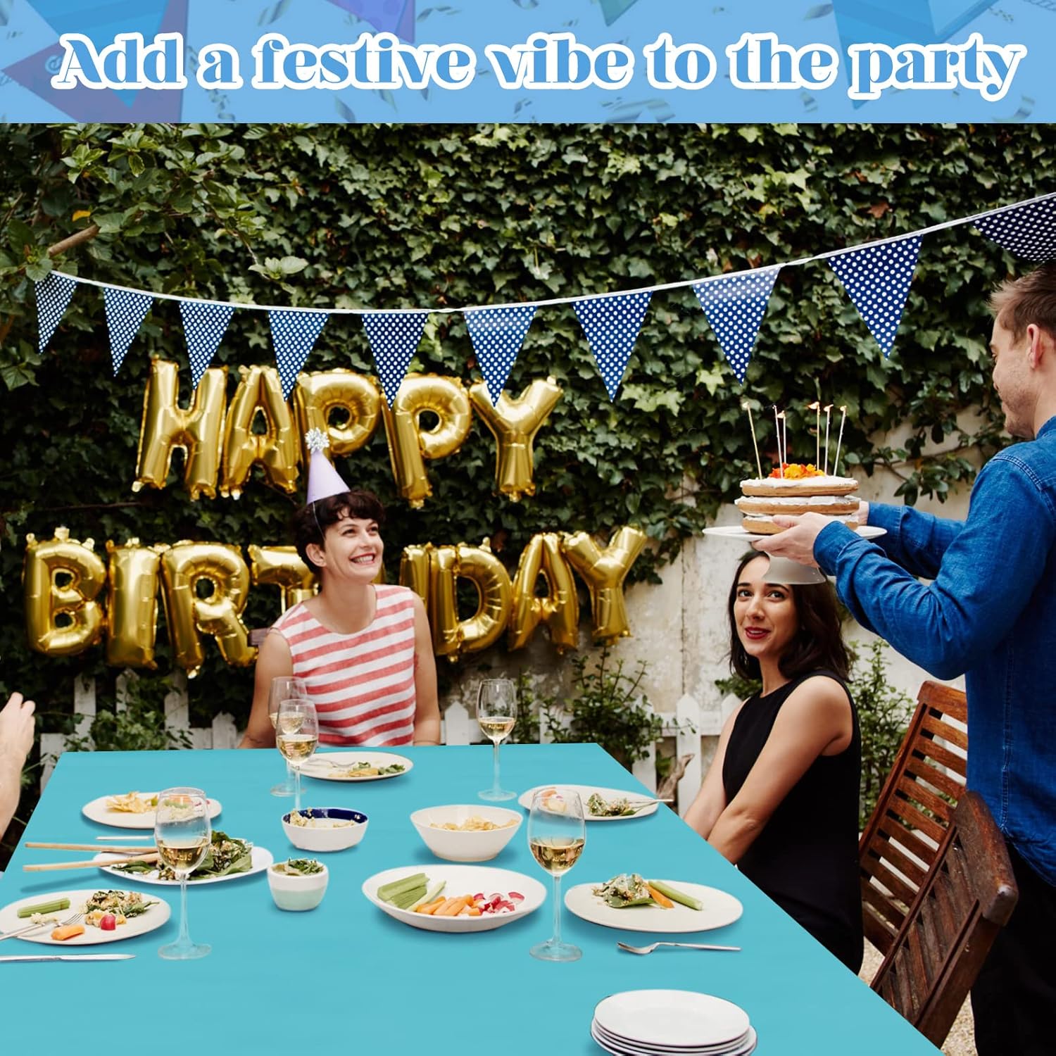 Frienda 12 Pcs Assorted Color Plastic Tablecloth for Parties