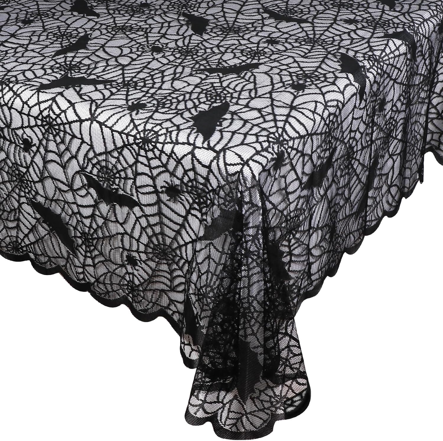OurWarm Halloween Tablecloth Black Spider Web Design 60x84 Inch