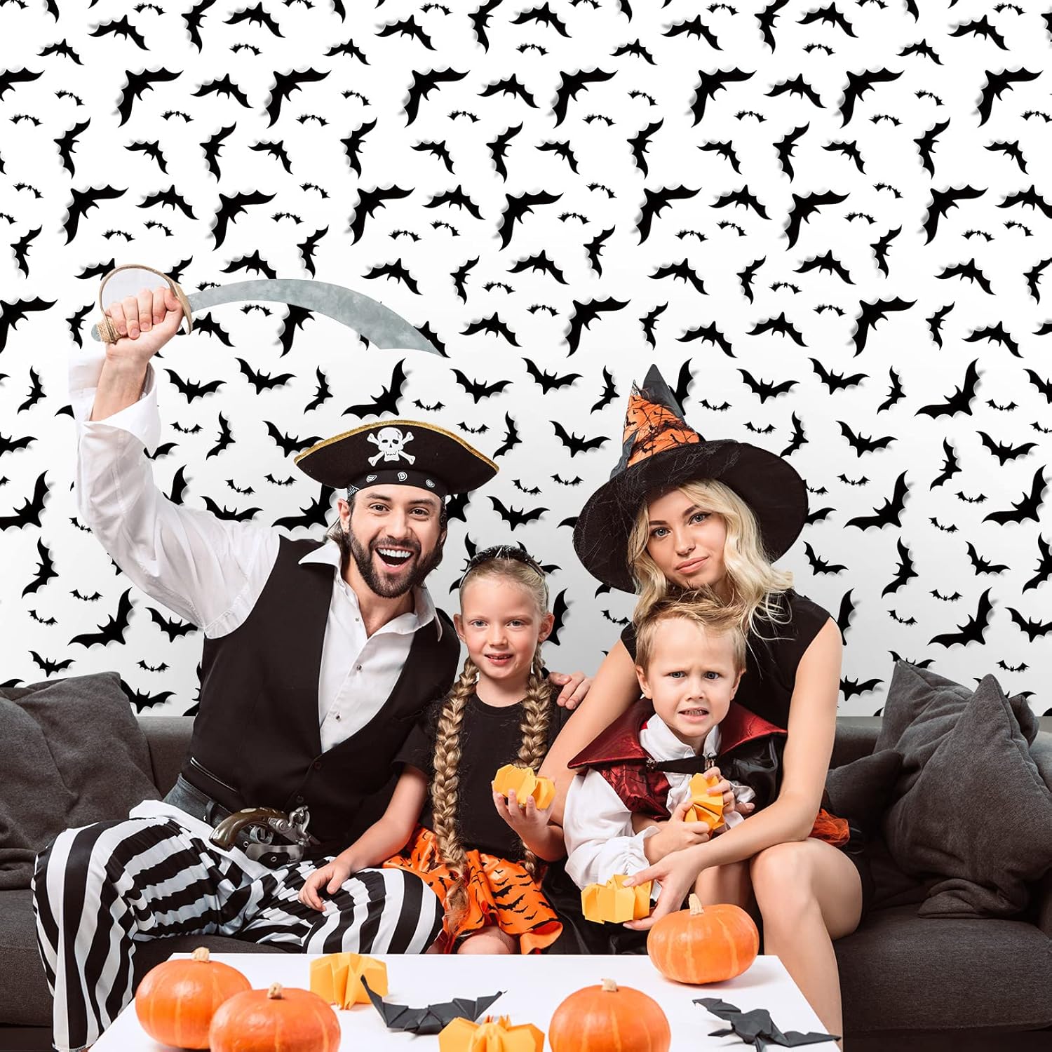 Tiamon 3 Pcs Halloween Bats Tablecloth