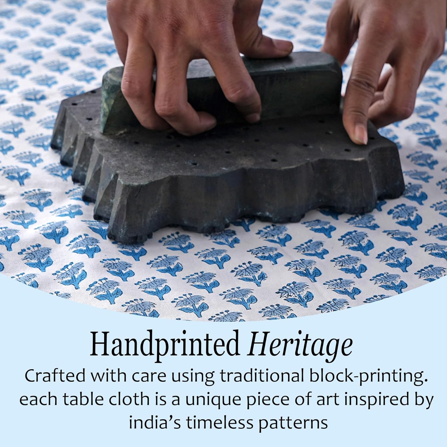 CPC Cotton Print Club 60x60 Inch Apatite Blue Tablecloth