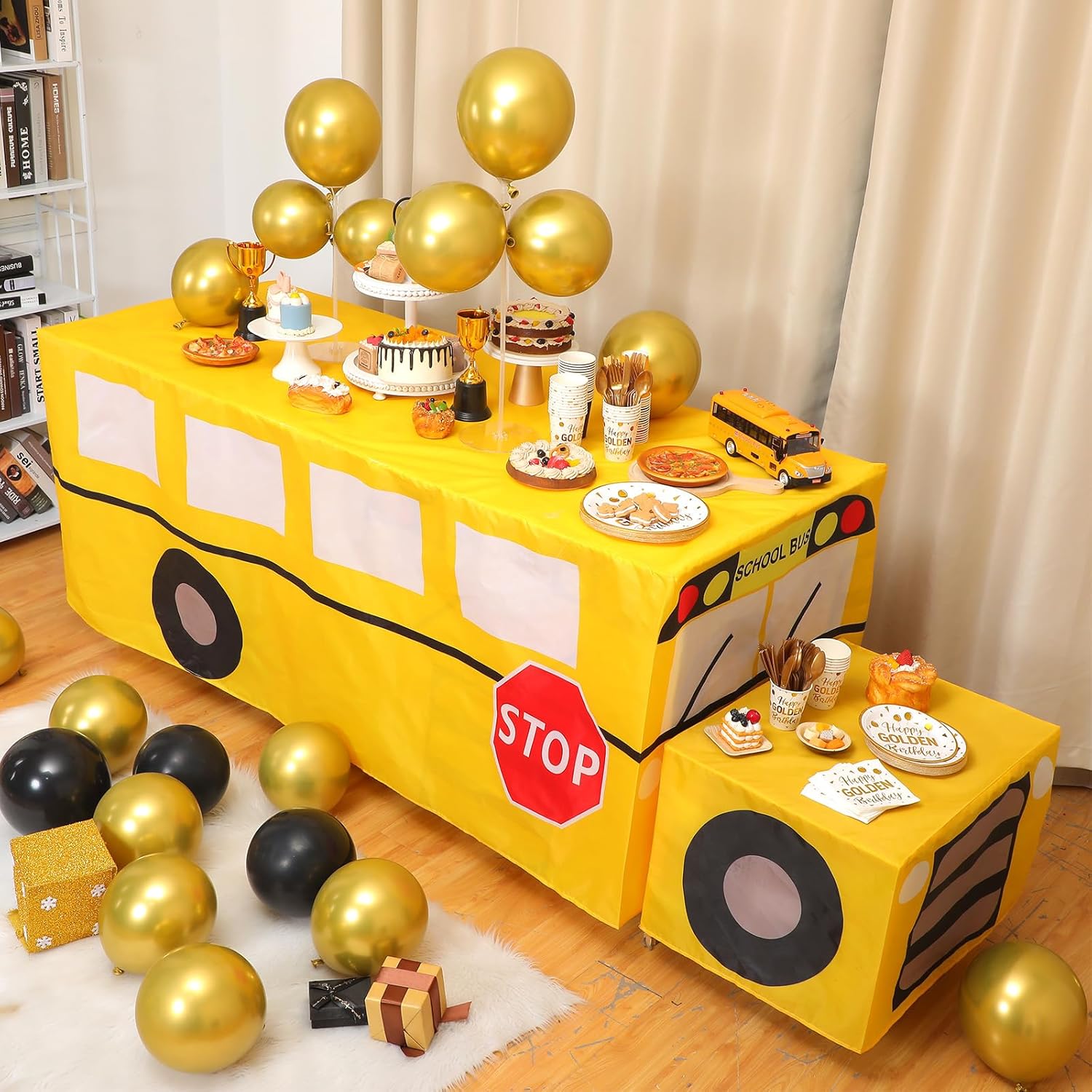 Oudain 2 Pcs School Bus Tablecloths Party Decorations