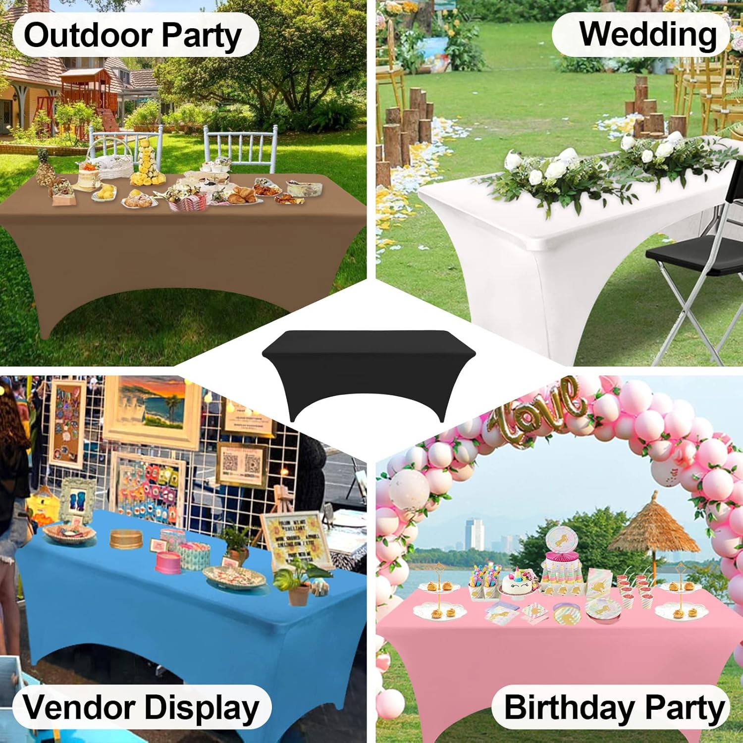 FestiCorp Gray Spandex Table Cover for 8 Foot Table