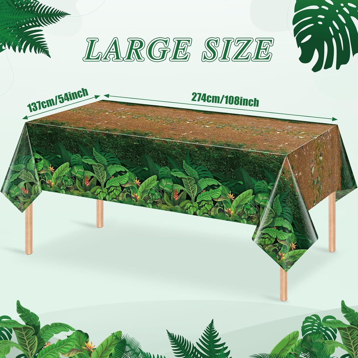 3Pcs Forest Path Plastic Tablecloths for Jungle Themed Parties