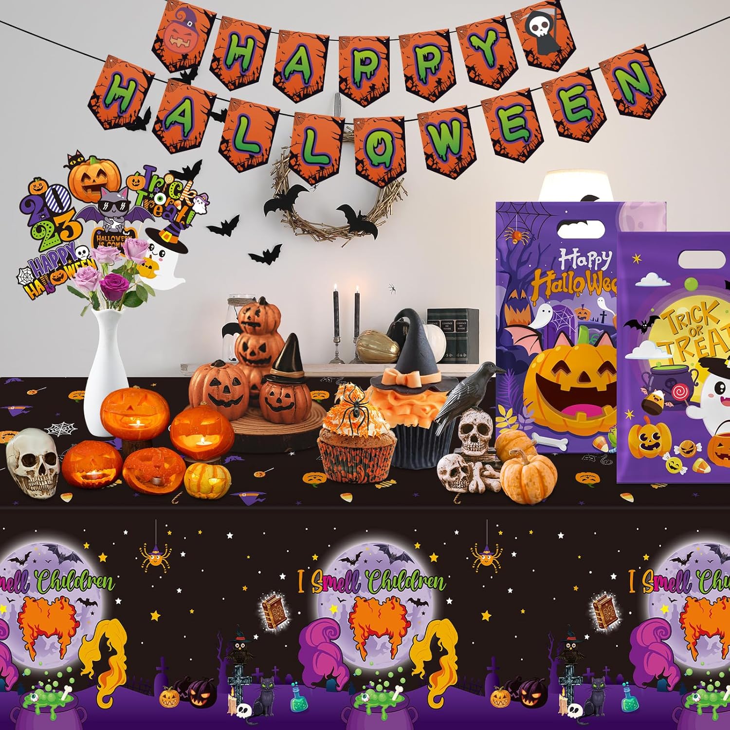 3 Pack Hocus Pocus Halloween Tablecloths 108x54 Inch