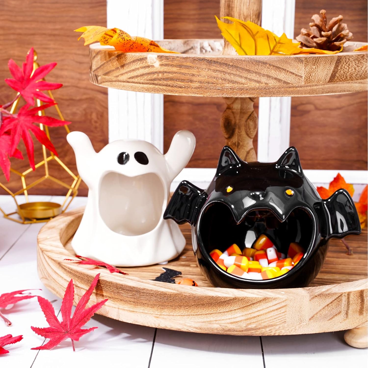 Whaline 2Pcs Halloween Candy Dish Holder