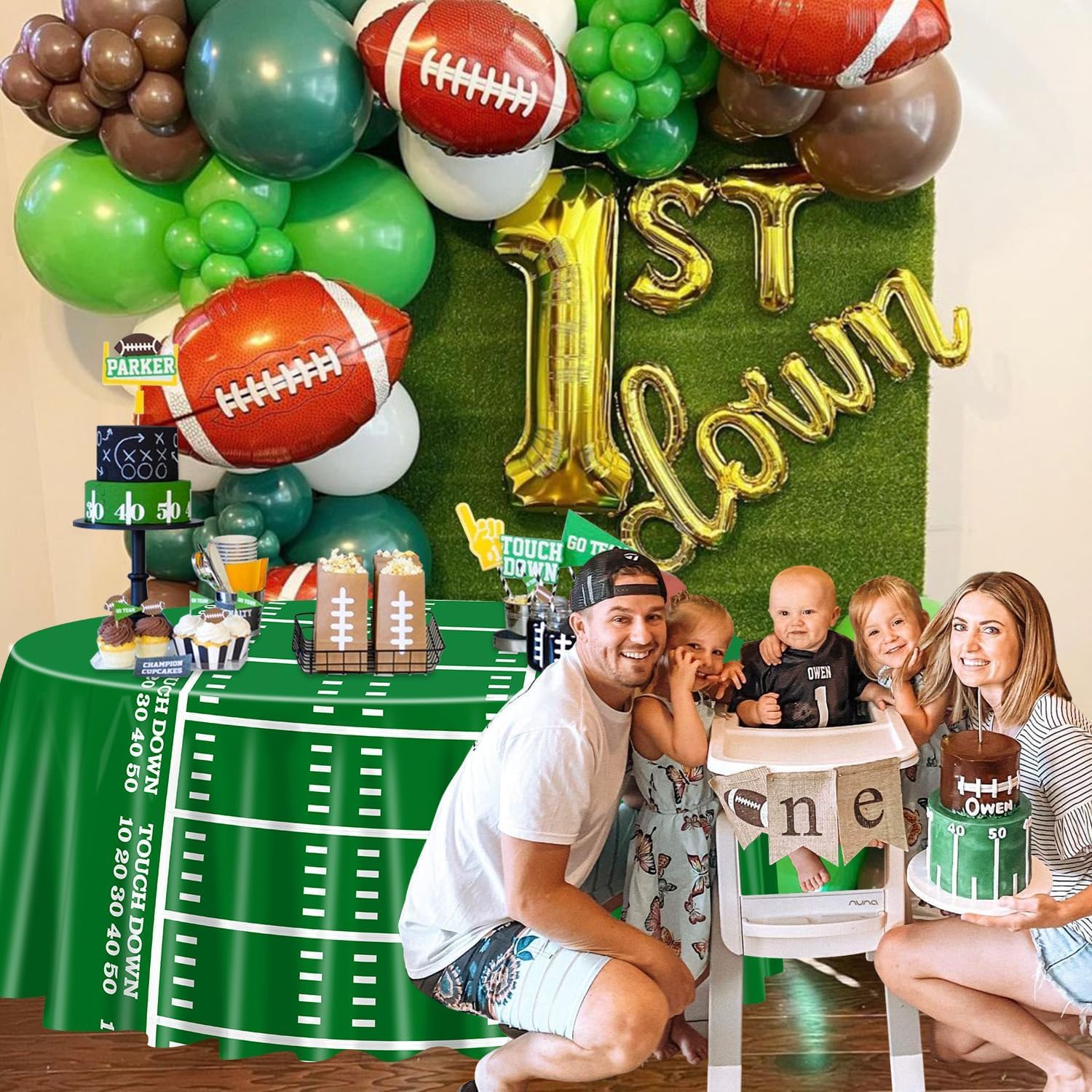 3 Pcs Football Tablecloths for Round Table 84x84 Inch