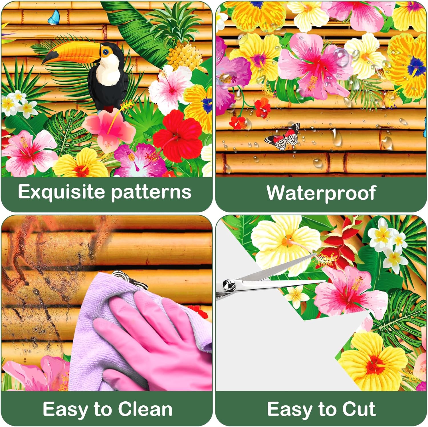 4 Pack Hawaiian Luau Tablecloths 54 x 108 Inches