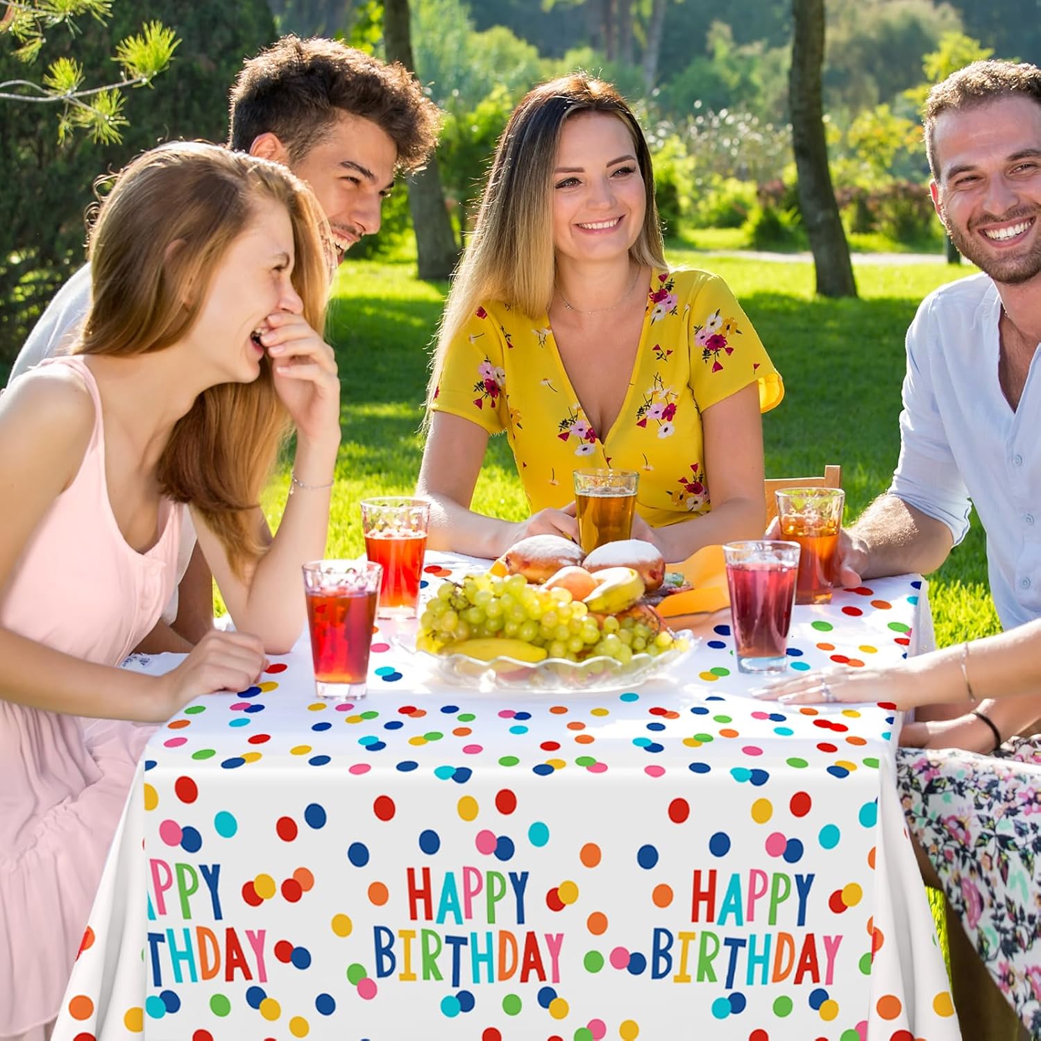 2Pack Happy Birthday Tablecloths for Party and Baby Shower Decoration 108x54 Inches