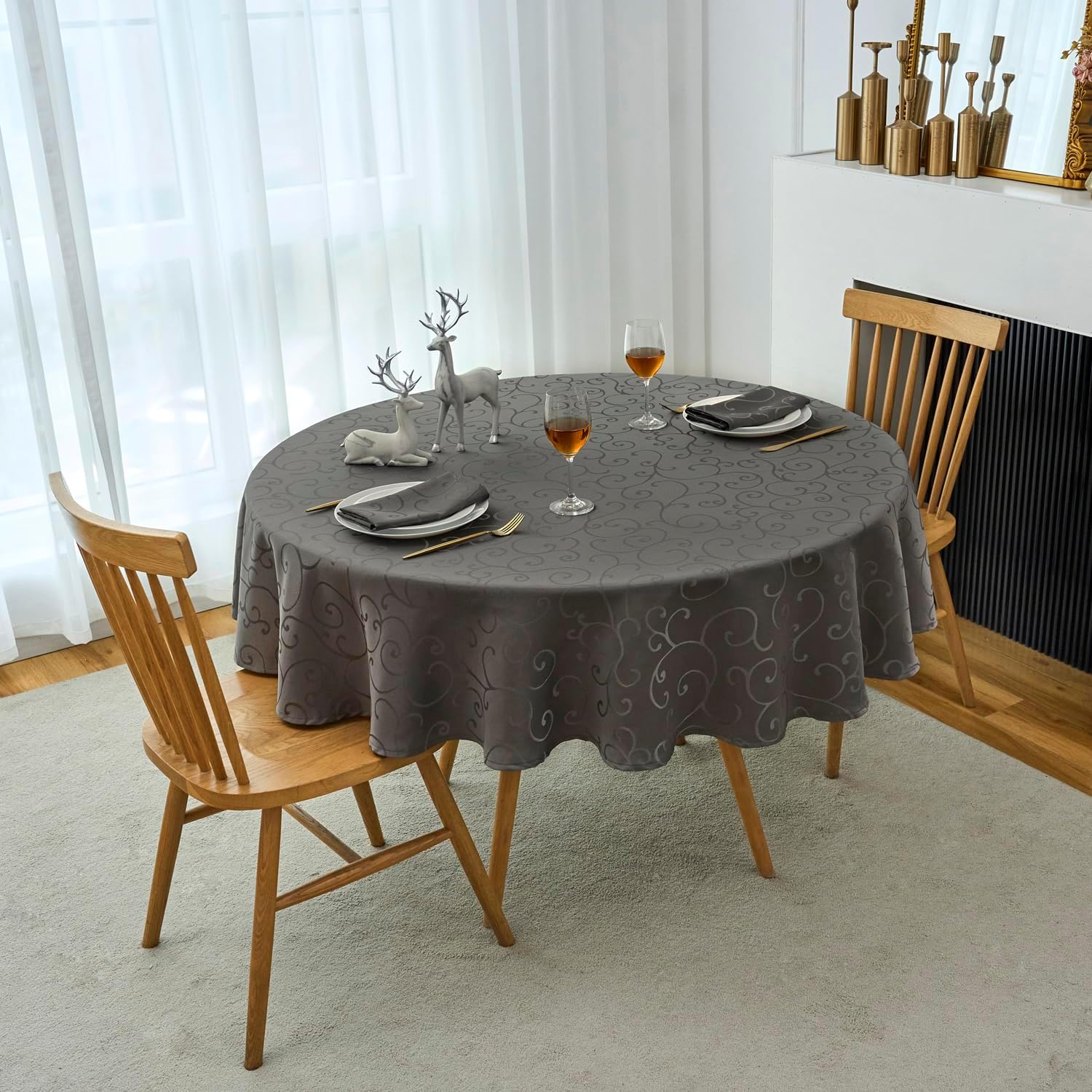 Marina Decoration Luxury Jacquard Tablecloth 60 Inch Round