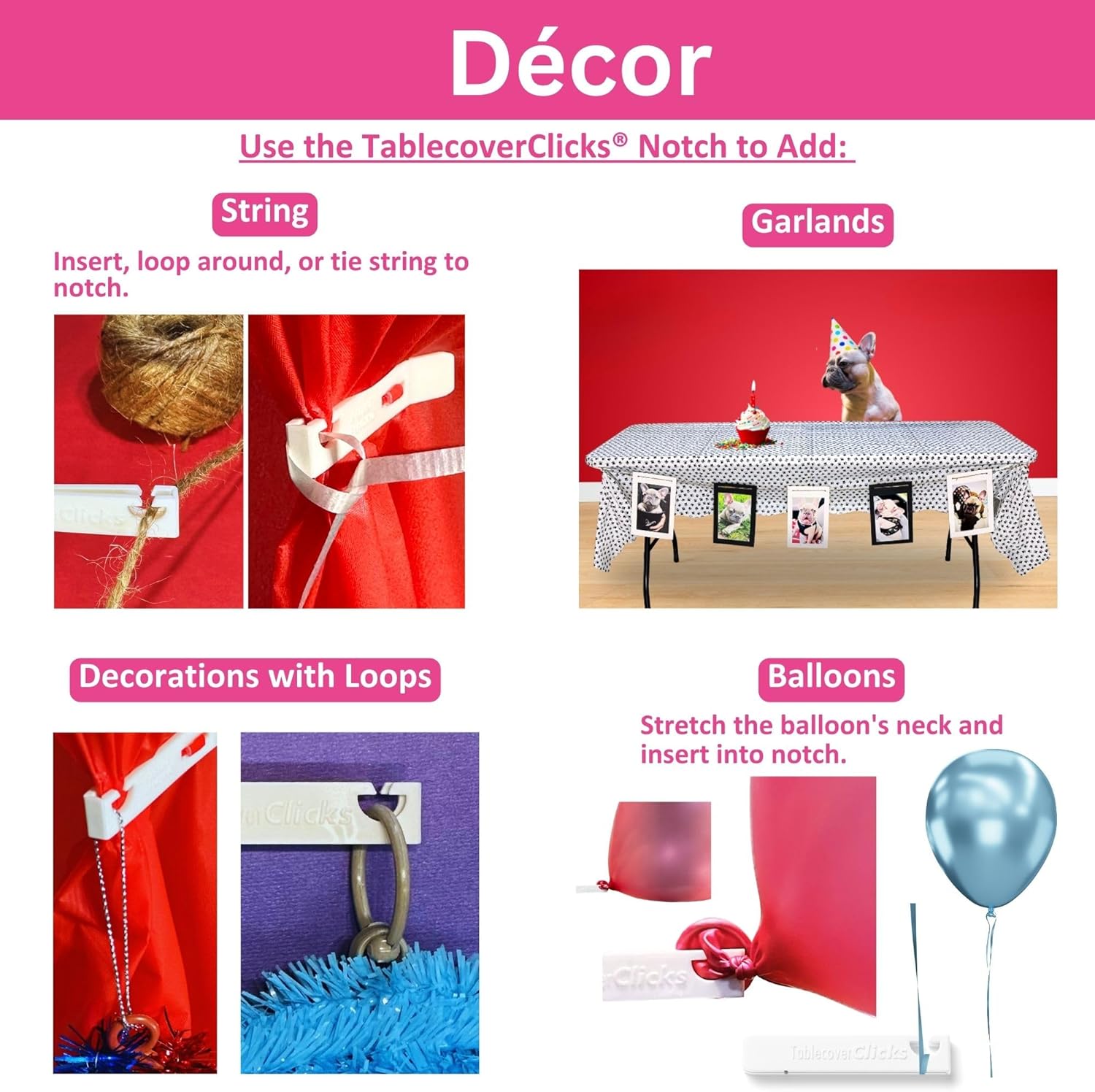 32 Pack Table Cover Clips for Plastic Tablecloths - Party Decor