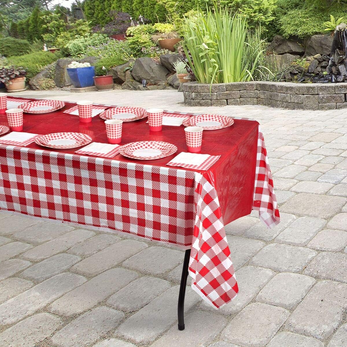 Hammont Checkered Tablecloth Red White Gingham Table Cover 4 Pack