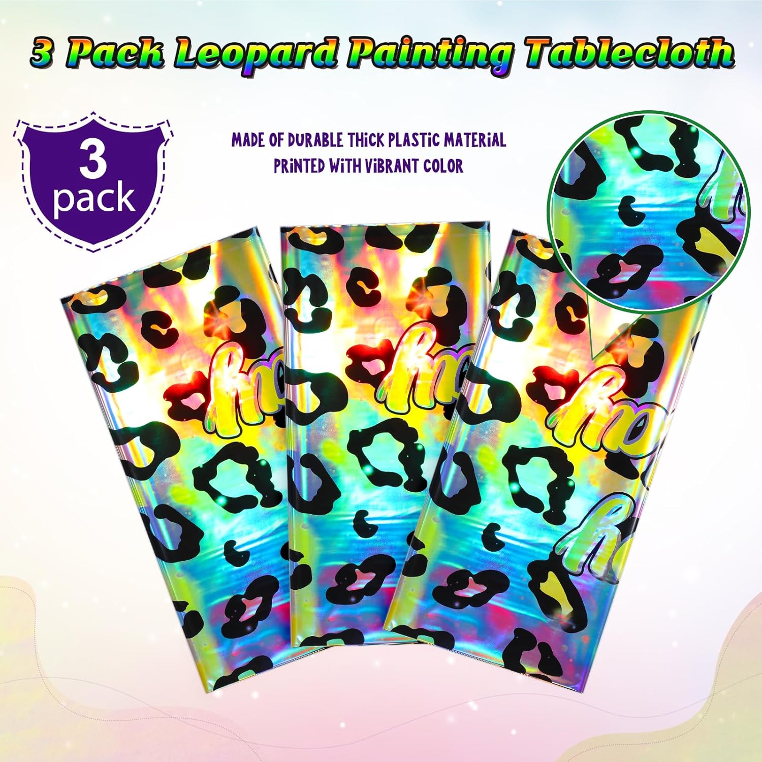3 Pack Cheetah Print Tablecloth for Birthday Party