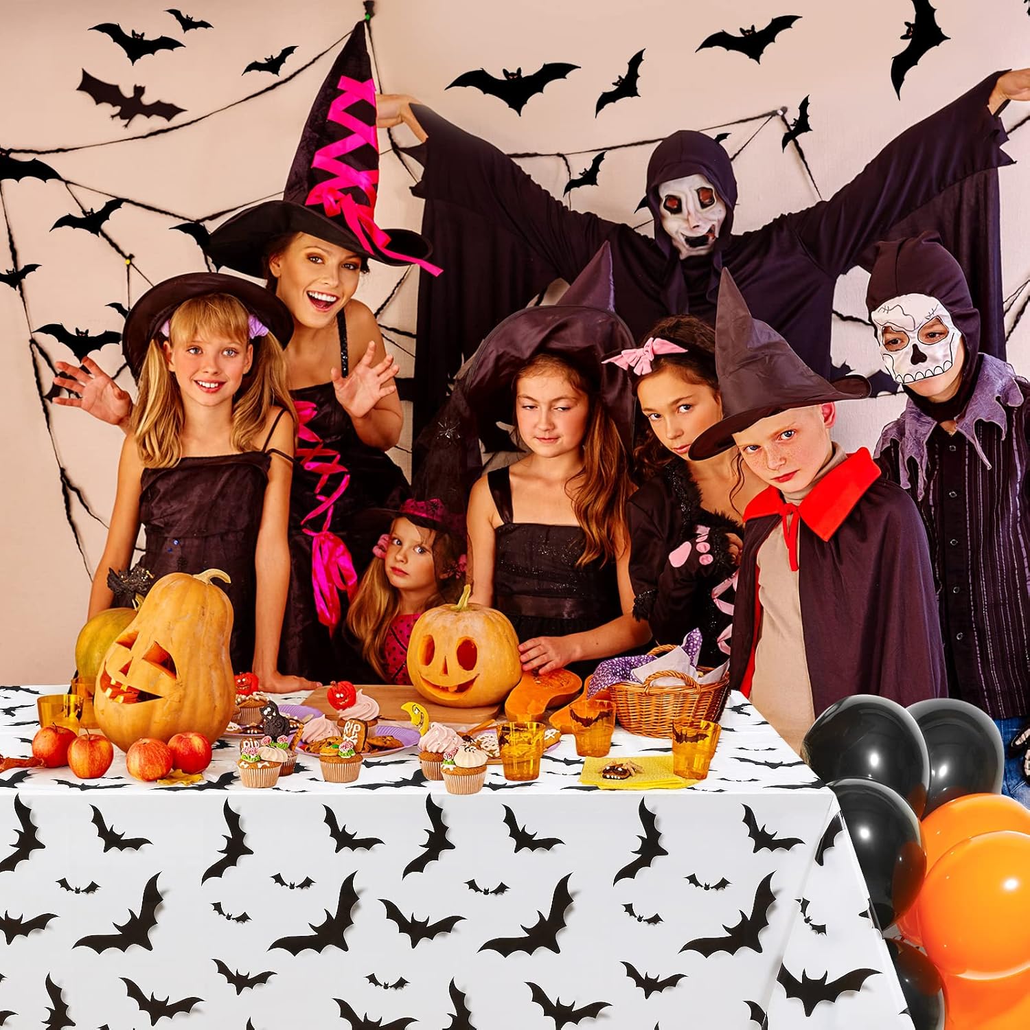 Tiamon 3 Pcs Halloween Bats Tablecloth