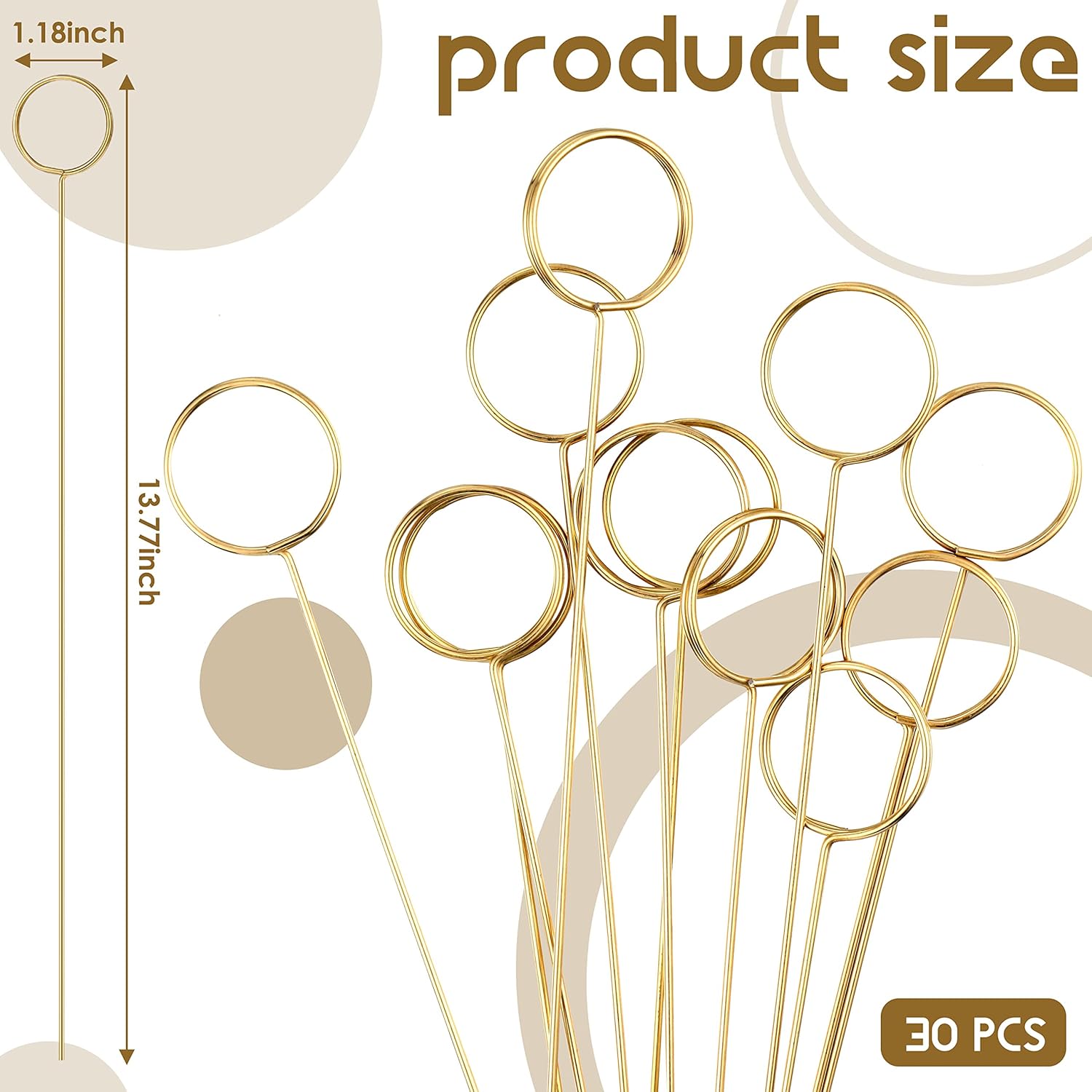 Hotop 30 Pcs Gold Floral Card Holder Stick for Wedding and Party