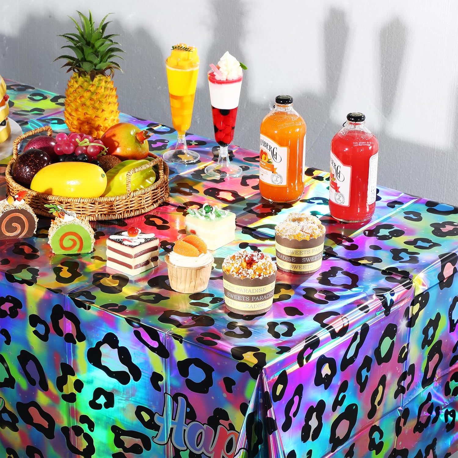 3 Pack Cheetah Print Tablecloth for Birthday Party
