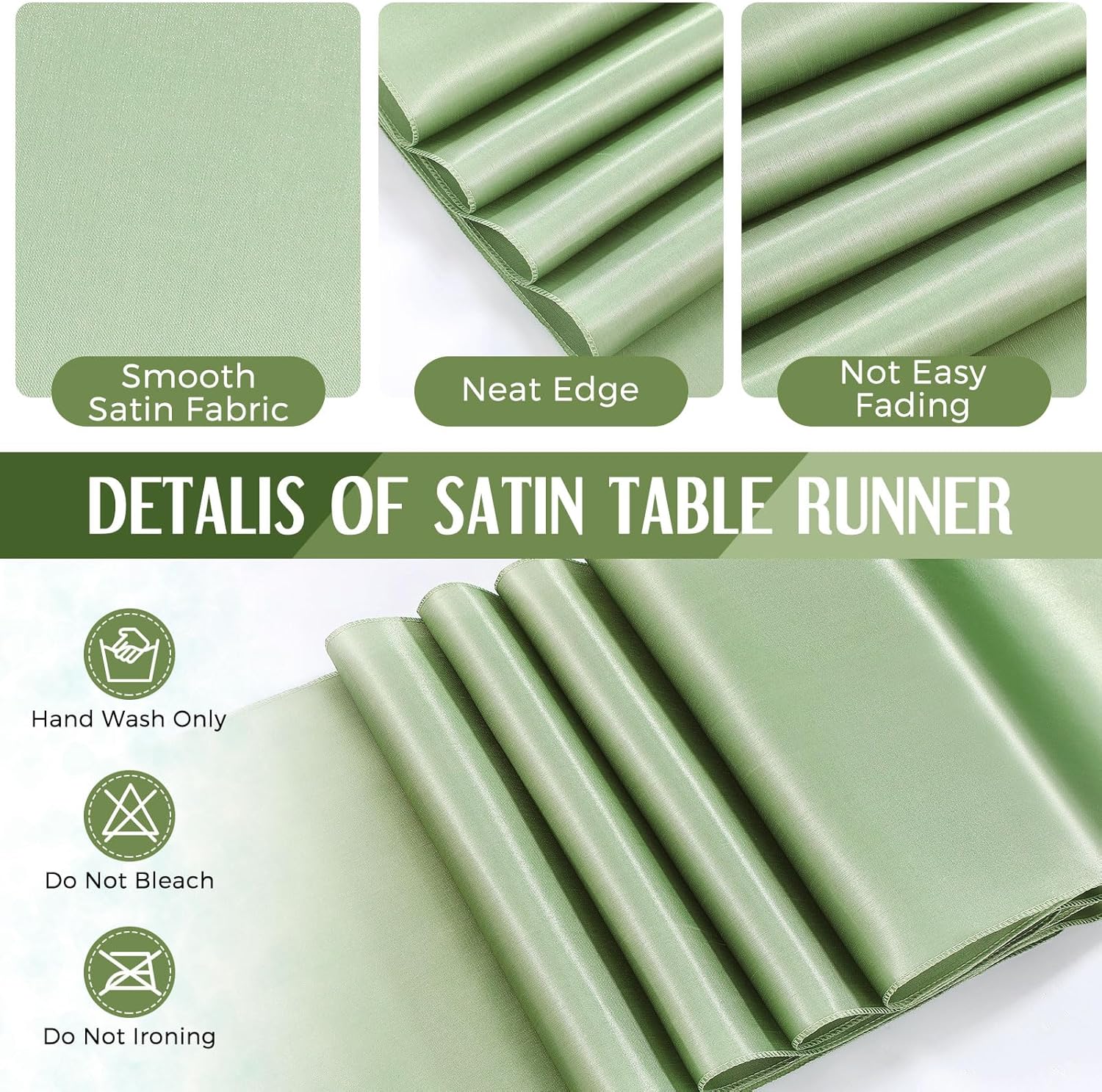 Breling 8 Pack White Sage Green Tablecloths and Table Runner Set