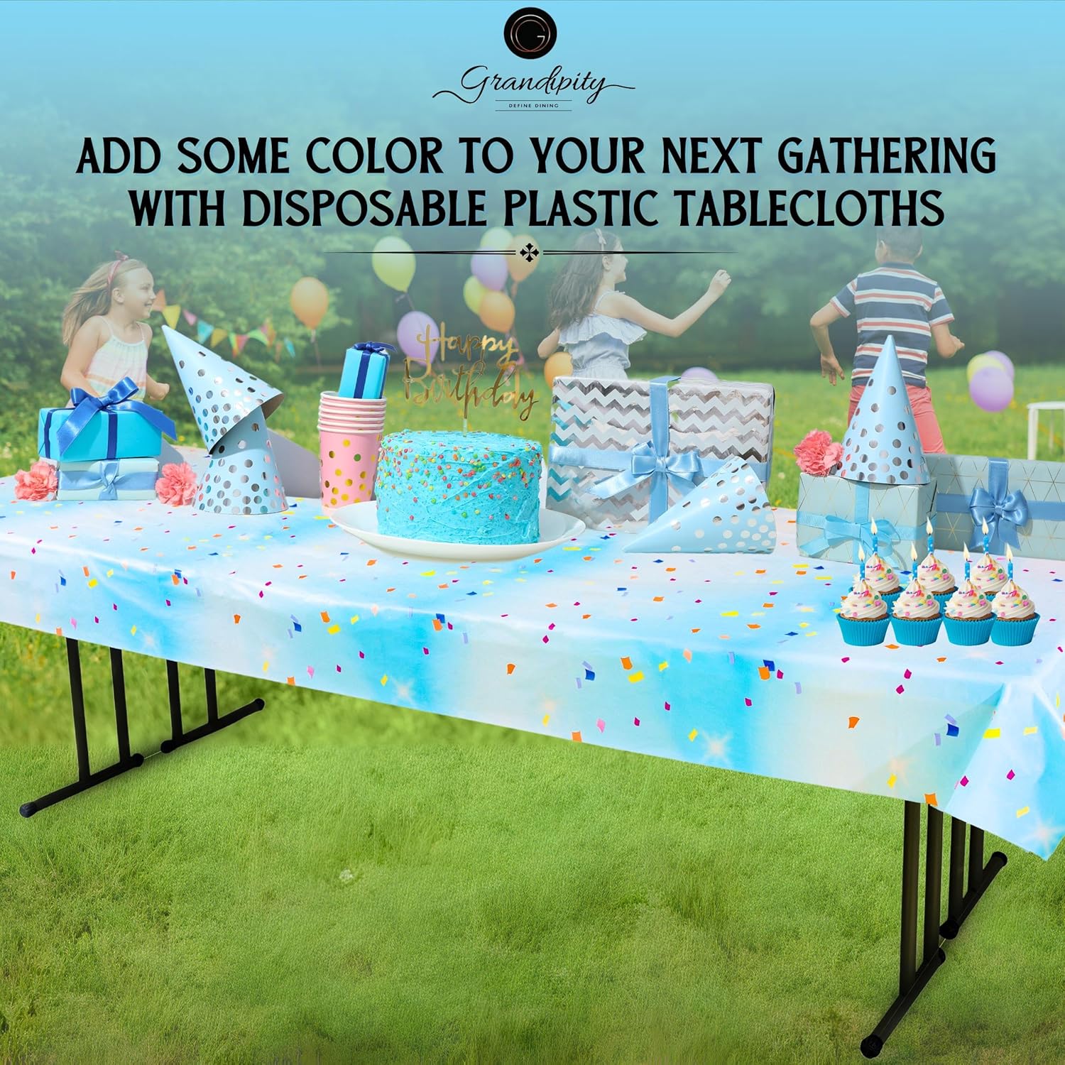 Grandipity 6 Pack Premium Disposable Blue Tablecloth 54x108 Inch Rectangle