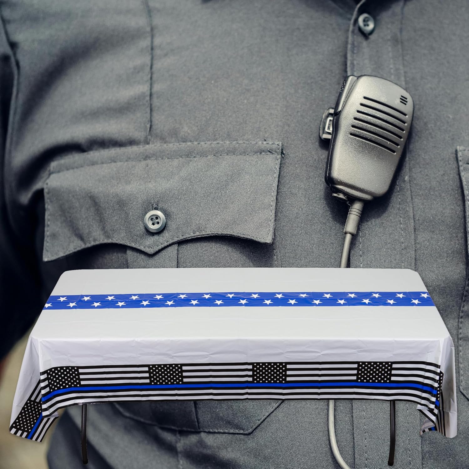 Havercamp Police Blue Line Tablecloth 108x54 Inches