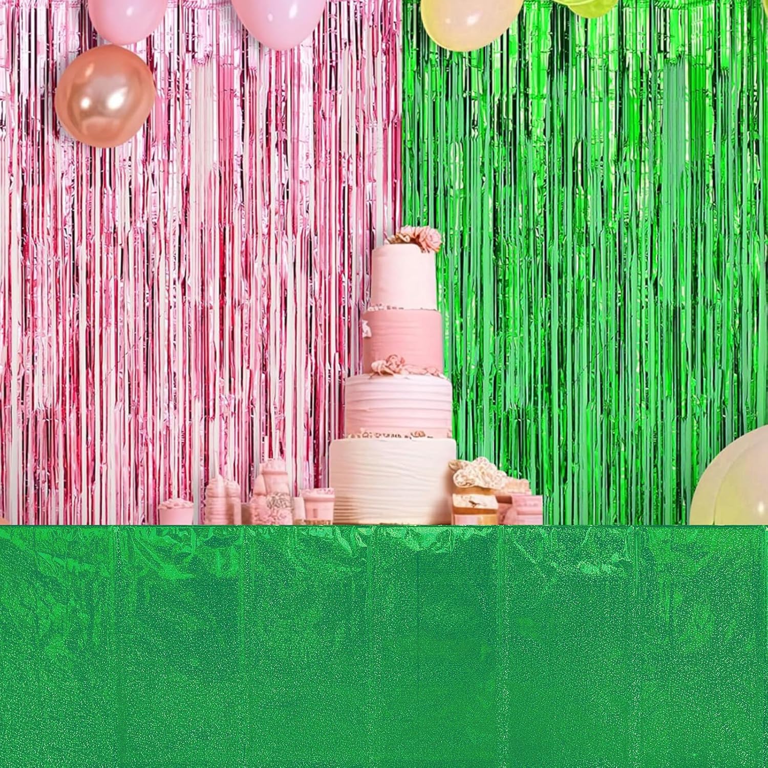 4 Pcs Iridescent Pink Green Tablecloths for Party Decorations