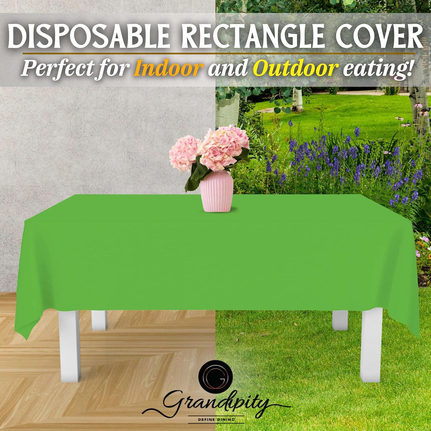 Grandipity Lime Green Plastic Tablecloth 6 Pk 54x108