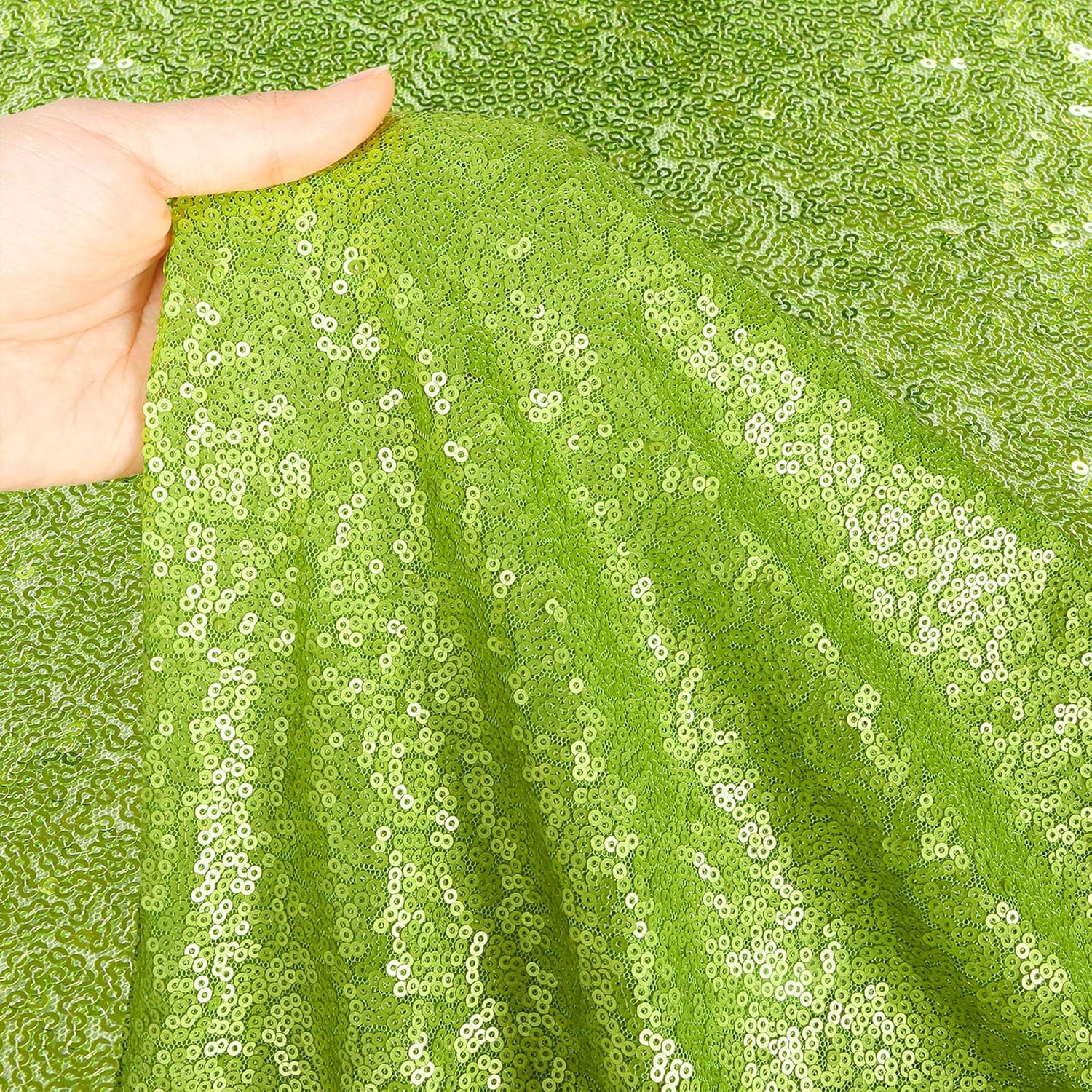 ShinyBeauty Sequin Tablecloth Olive Green 60x102 Inch Rectangle Sparkly Fabric Tablecloths for Wedding Party