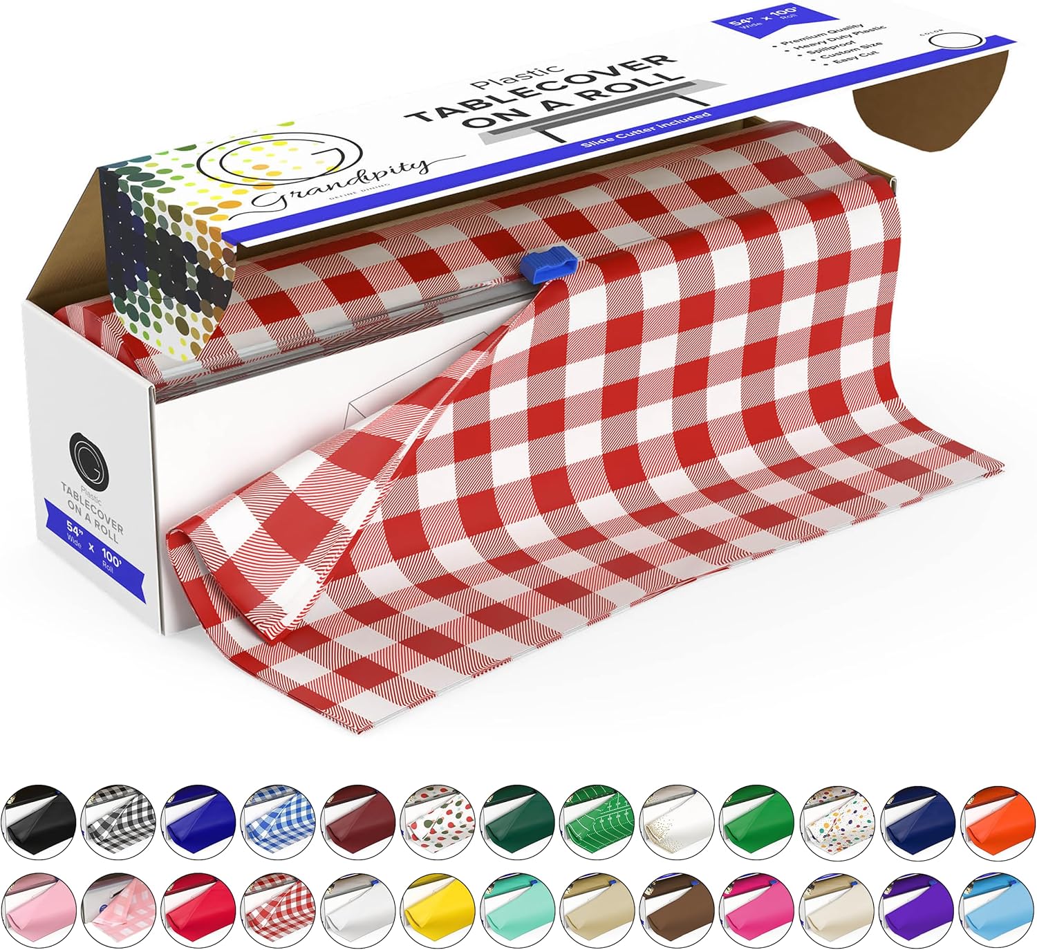 Grandipity Plastic Tablecloth Roll 54 Inch x 100 Feet