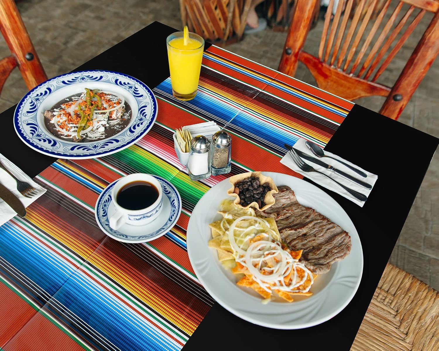Oudain 6 Pcs Mexican Striped Tablecloth