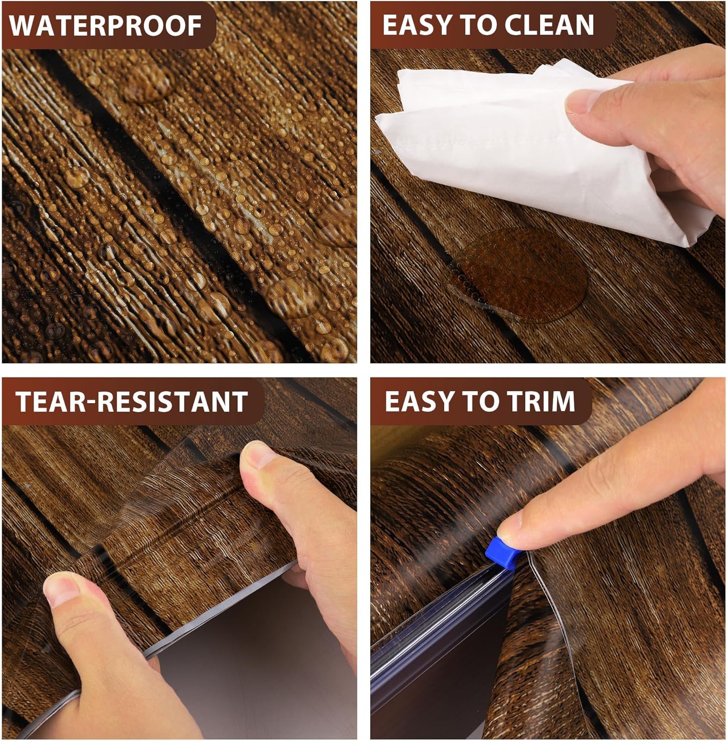 100 Ft Wood Grain Tablecloth Roll for Decor and Events