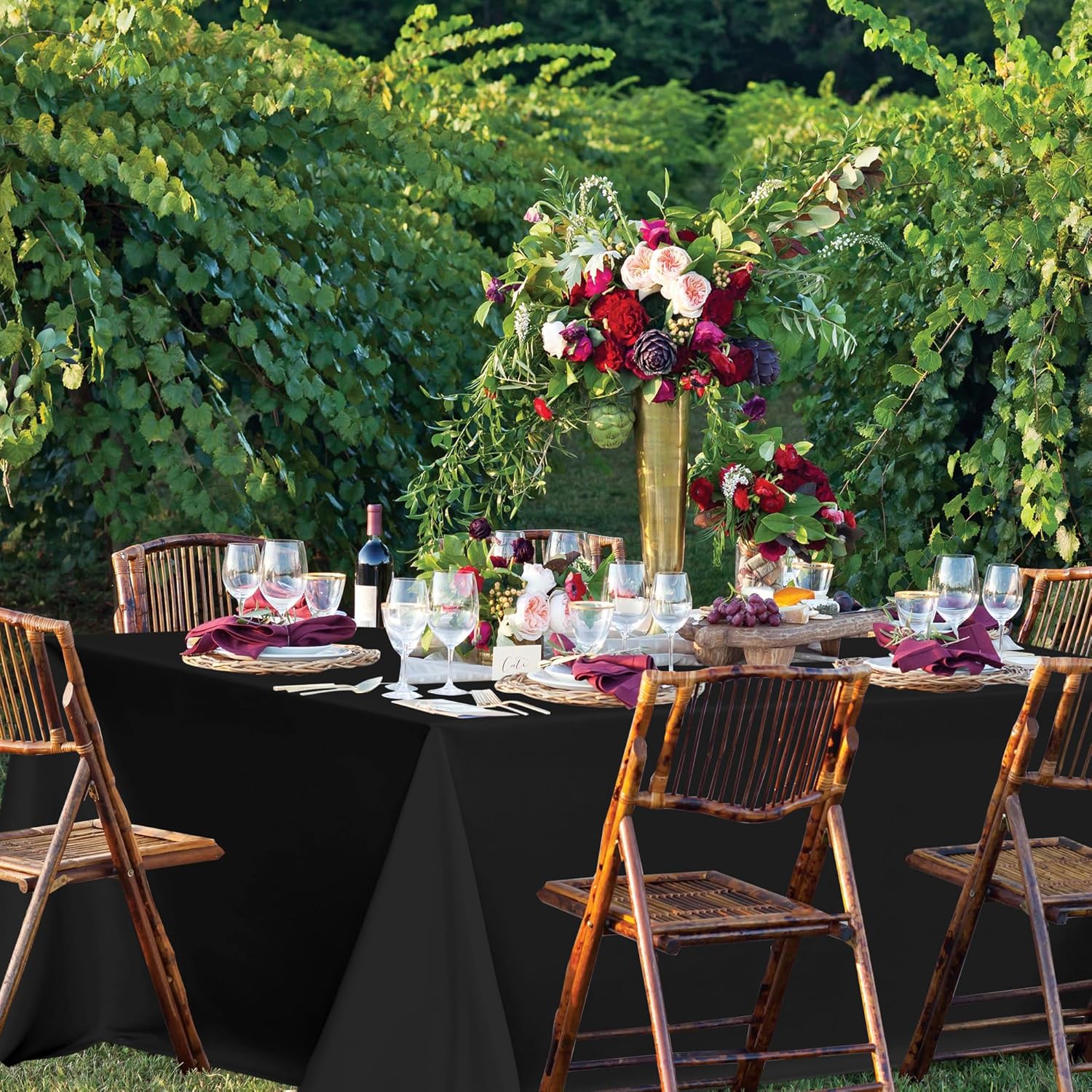 Sancua Black Rectangle Tablecloths 6 Pack for 8 Foot Tables
