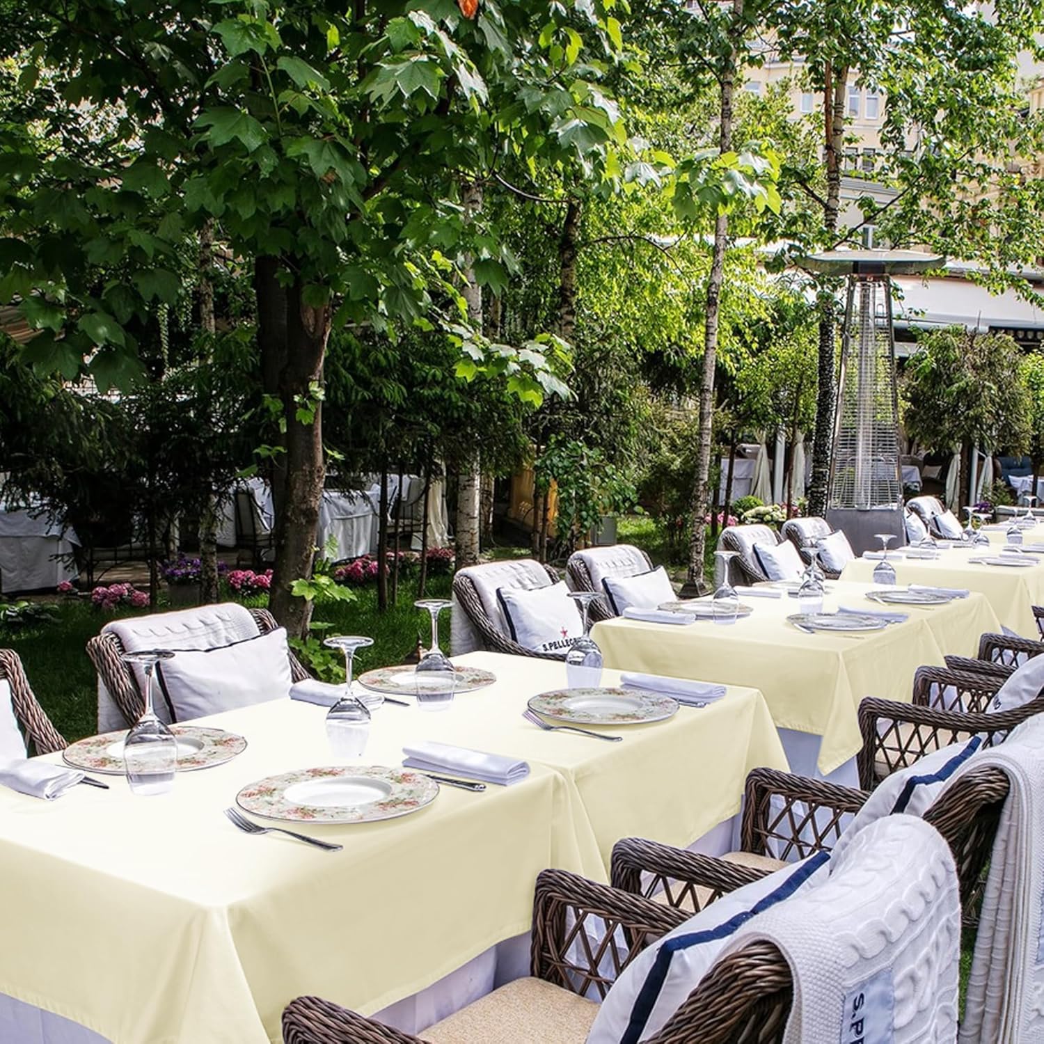 Sancua 6 Pack Rectangle Tablecloths for 4ft Tables 60x84 Inch Beige Washable Table Cover