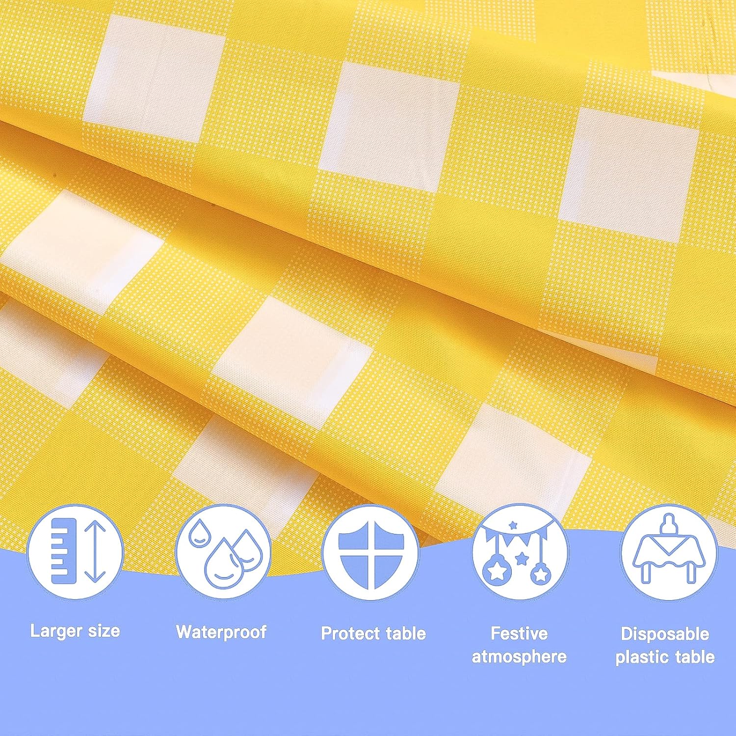 Vedran 2 Pack Yellow Gingham Tablecloths for Party Decorations