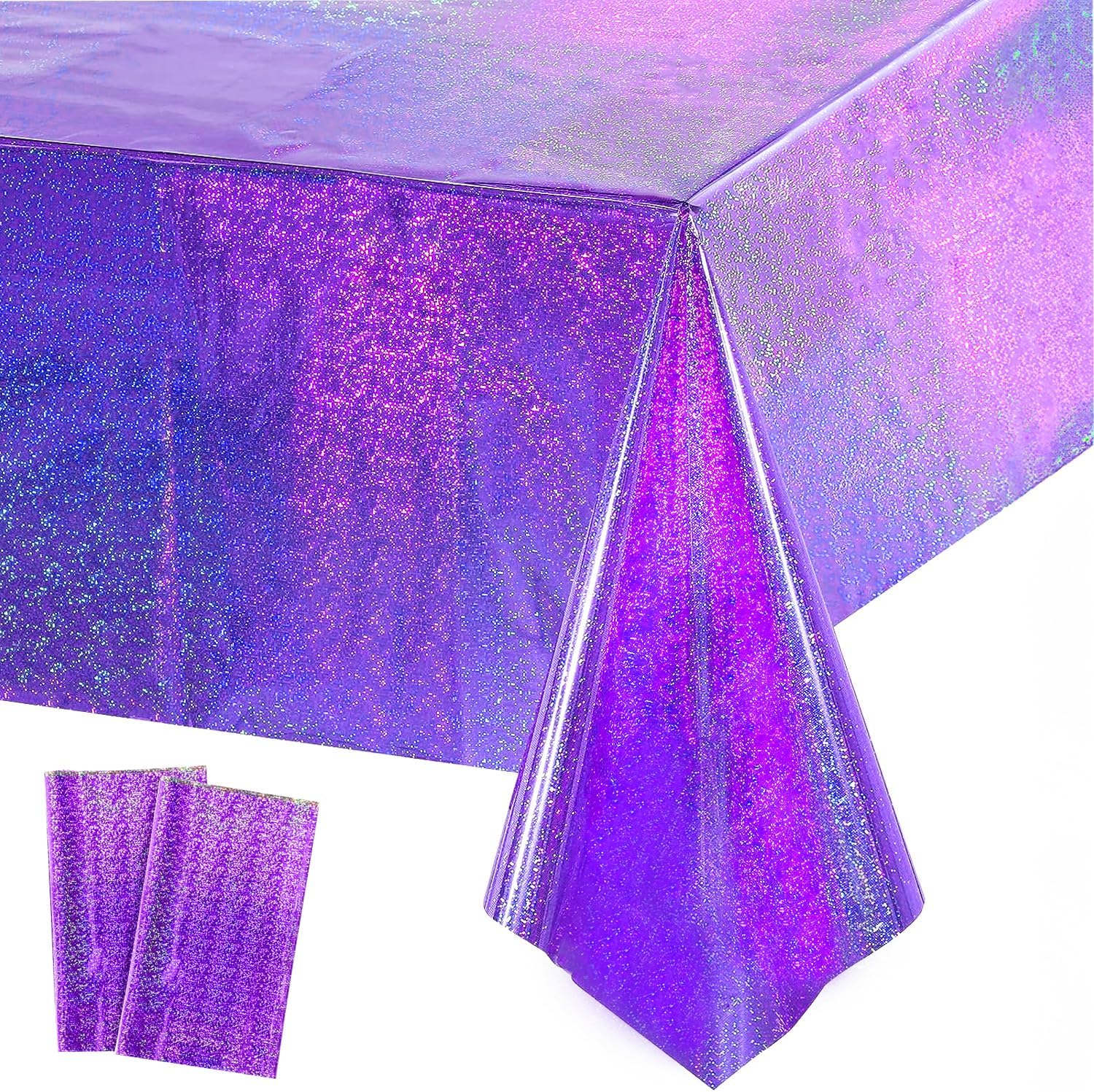GREATRIL Purple Shiny Tablecloth 54 x 108 Inches 2 Pack