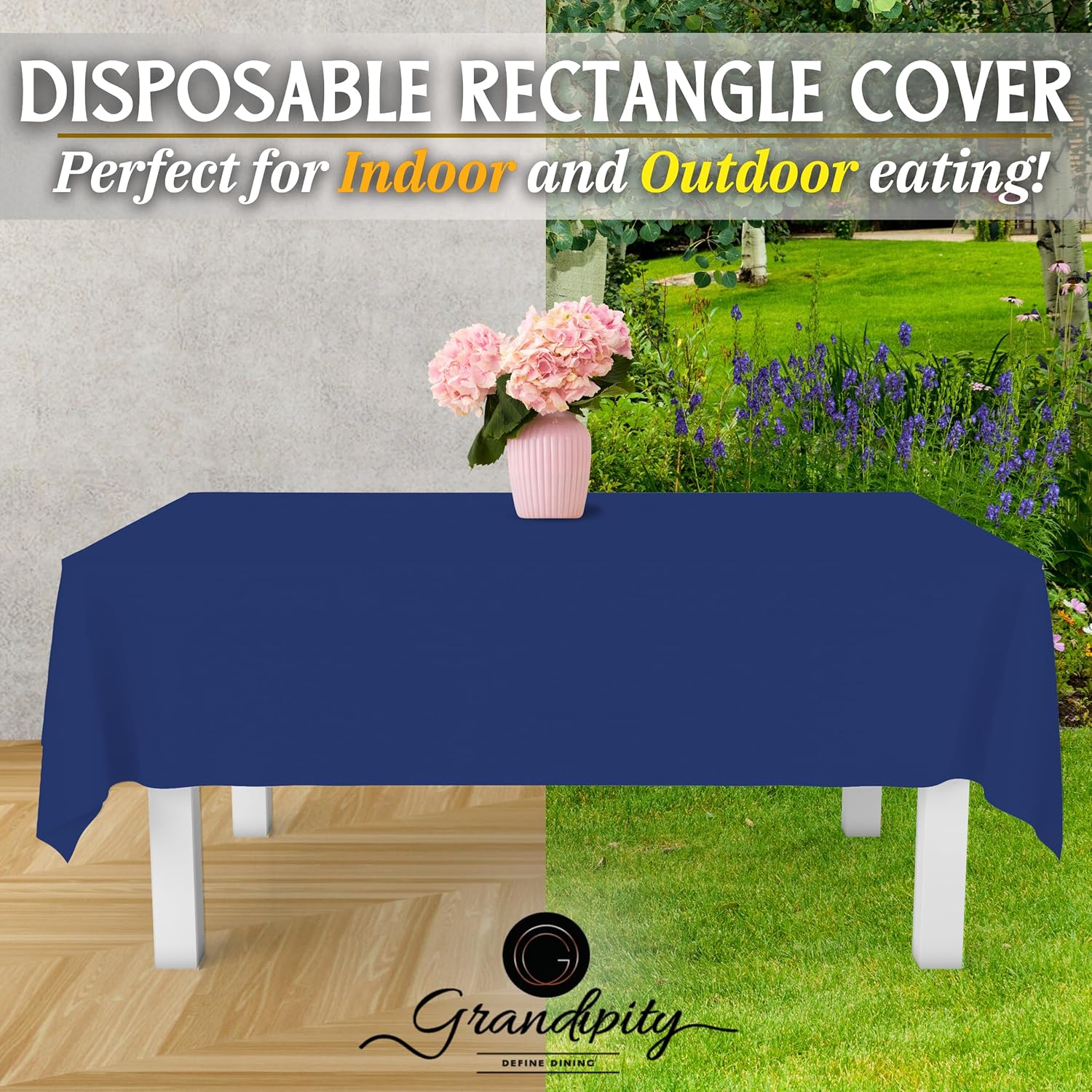 Grandipity Navy Blue Plastic Table Cloth 6 Pack 54in x 108in