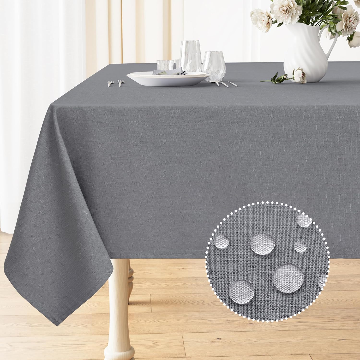 Smiry Waterproof Linen Tablecloth 60x84 Grey