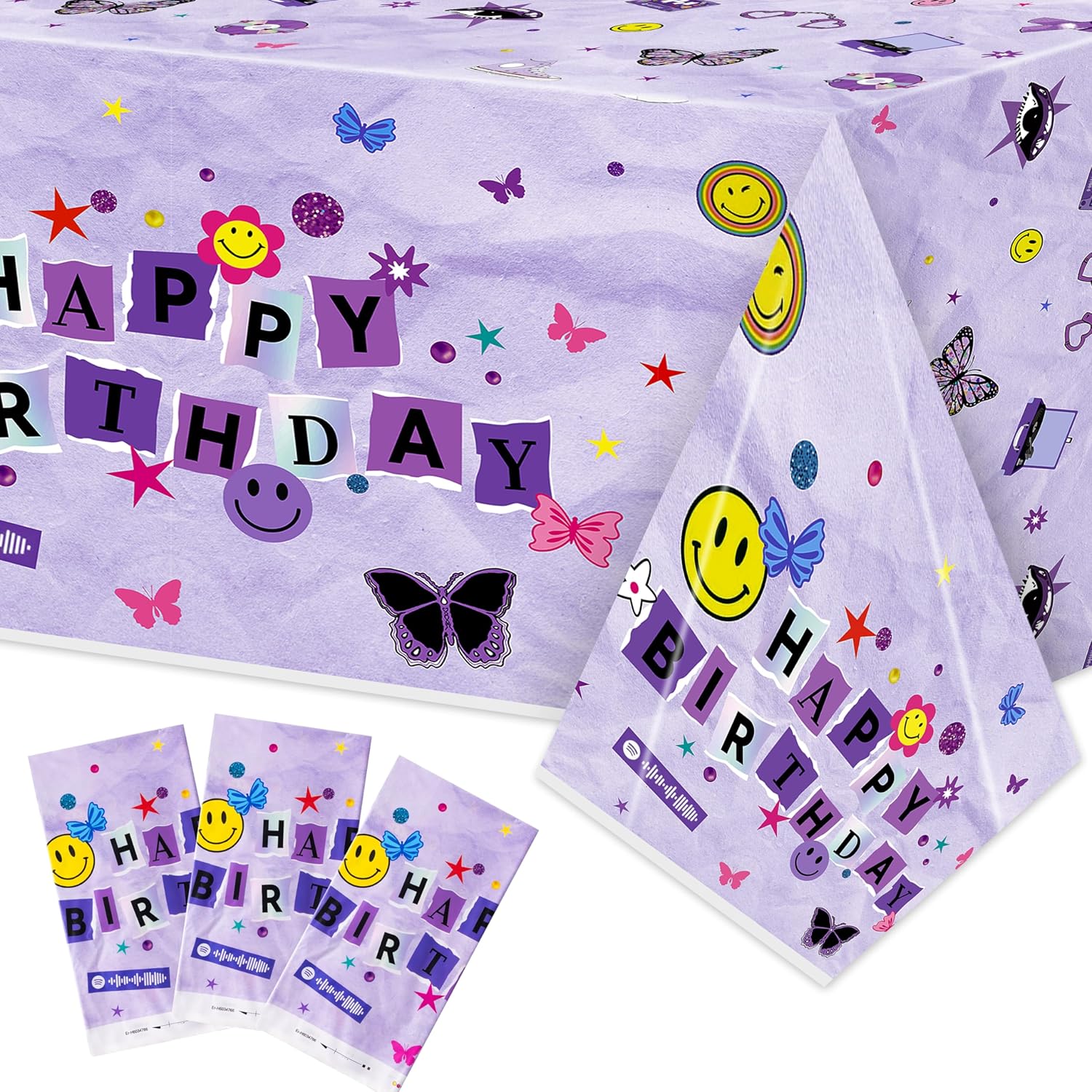 Pop Music Themed Tablecloths - 3pcs Waterproof Plastic Covers