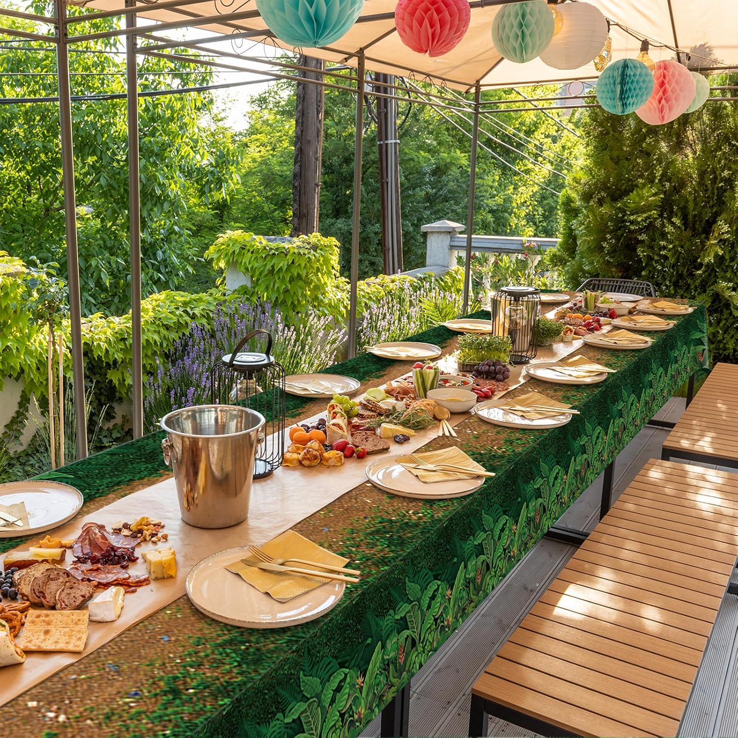 3Pcs Forest Path Plastic Tablecloths for Jungle Themed Parties