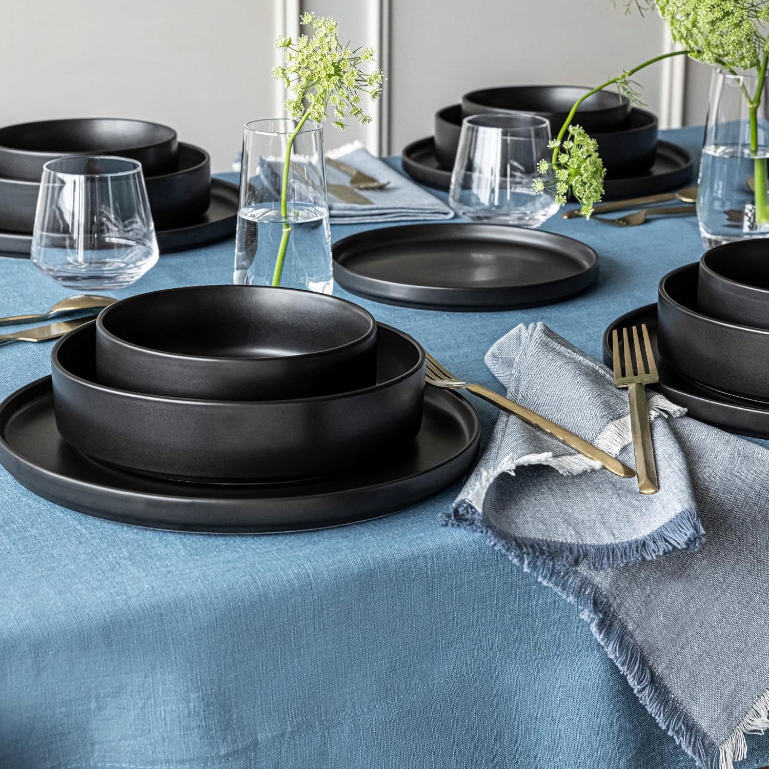 OverBack 100 Linen Woven Tablecloth - Blue 70x90