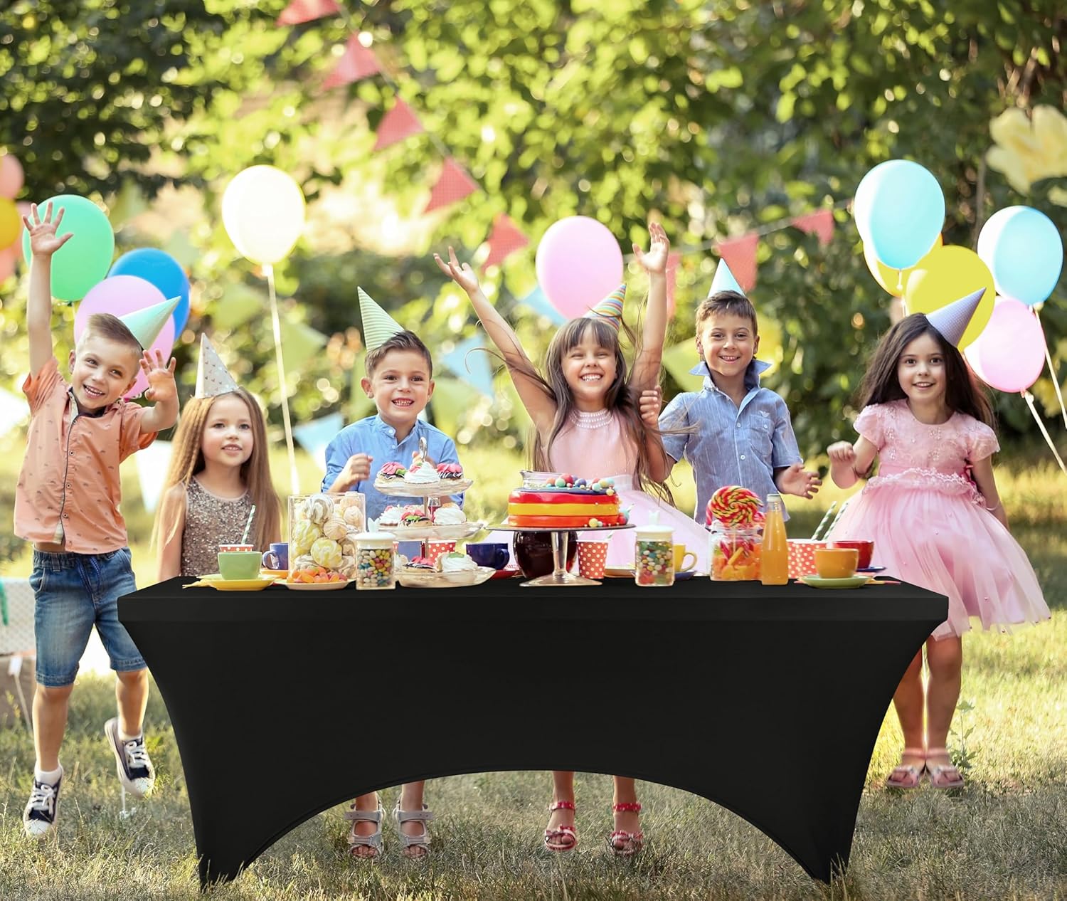 Utopia Kitchen 6FT Spandex Tablecloth 2 Pack Black