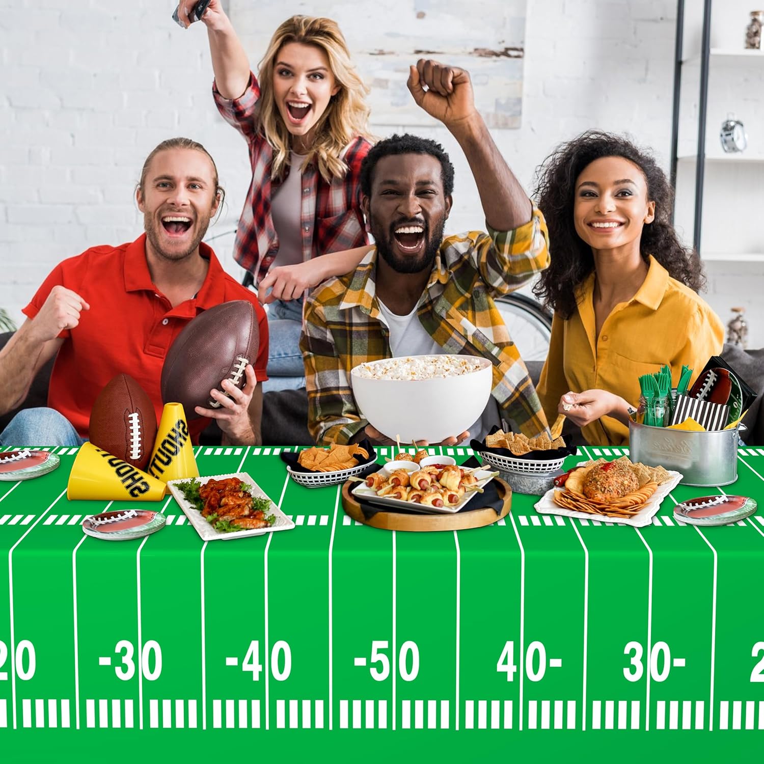 Mulbozy Football Tablecloth 2 Pack Touchdown Cover for Parties