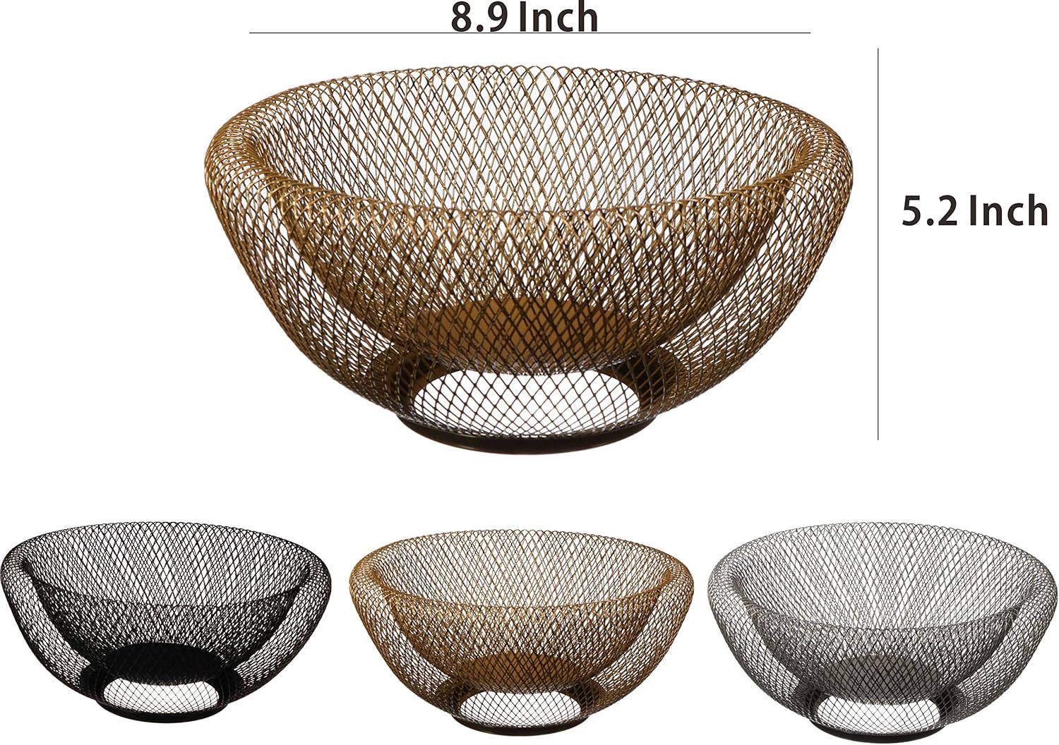 Cq Acrylic Fruit Basket Gold Kitchen Storage