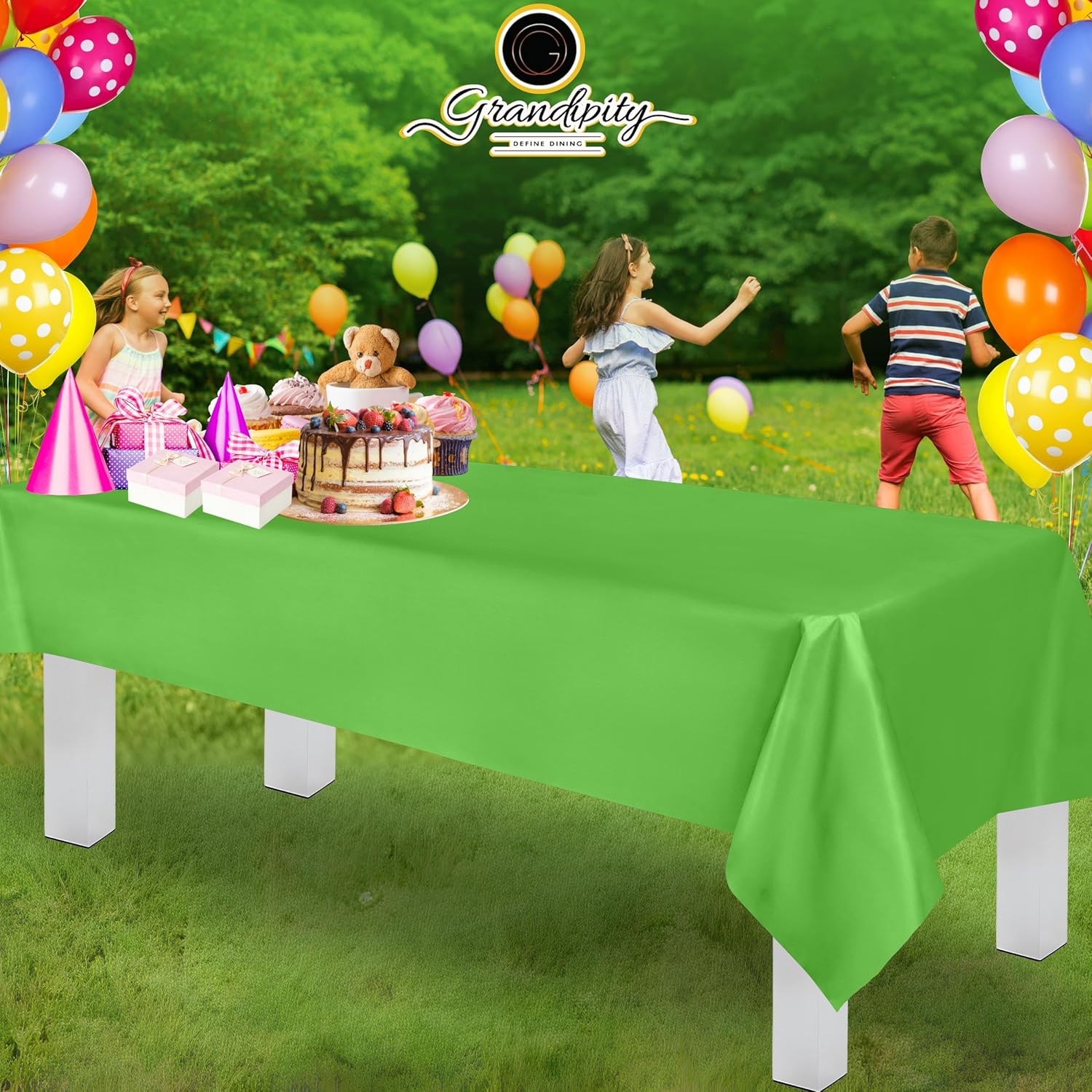 Grandipity Lime Green Plastic Tablecloth 6 Pk 54x108