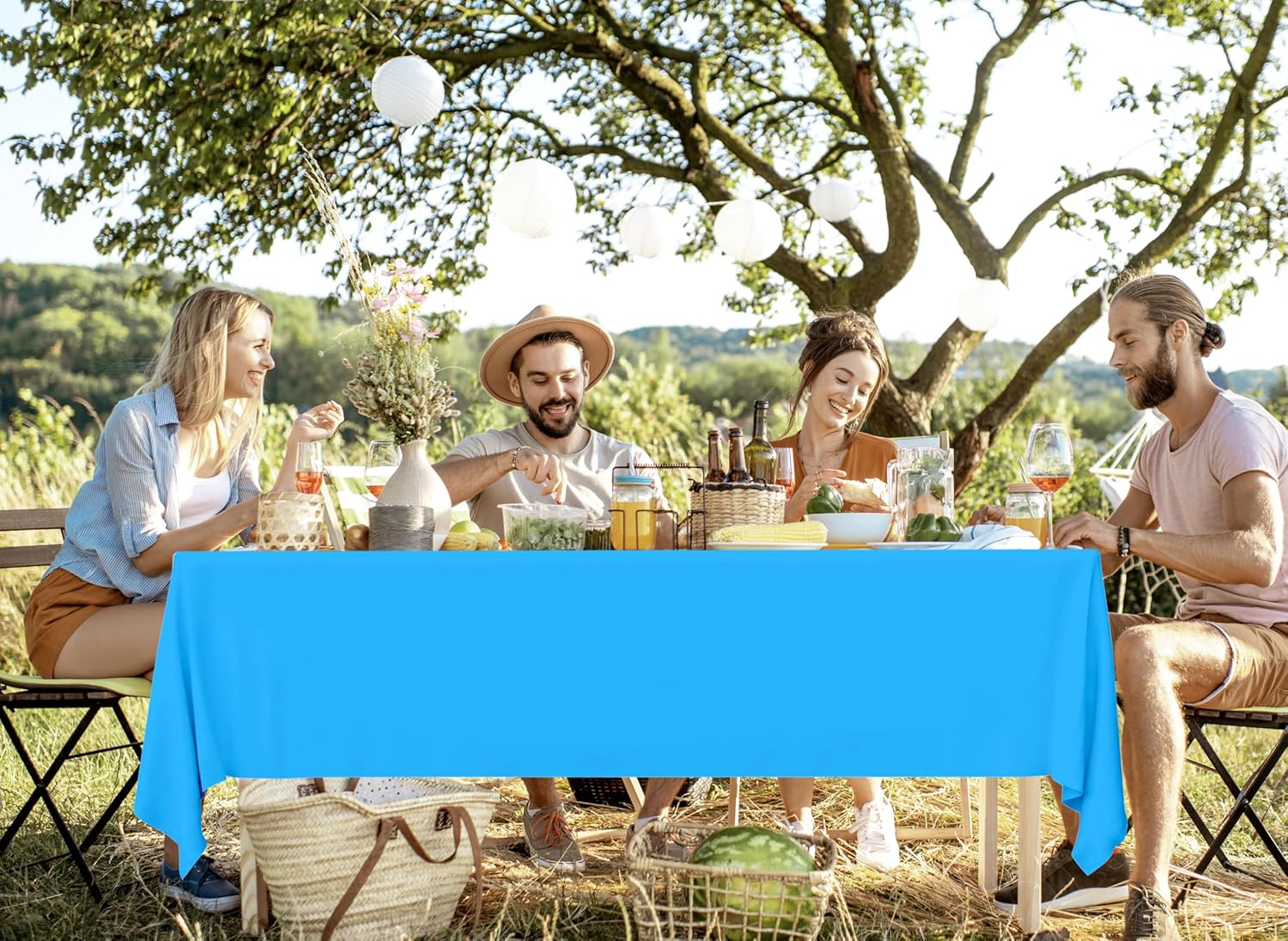 4 Pack Ocean Blue Plastic Tablecloths for Party Decorations