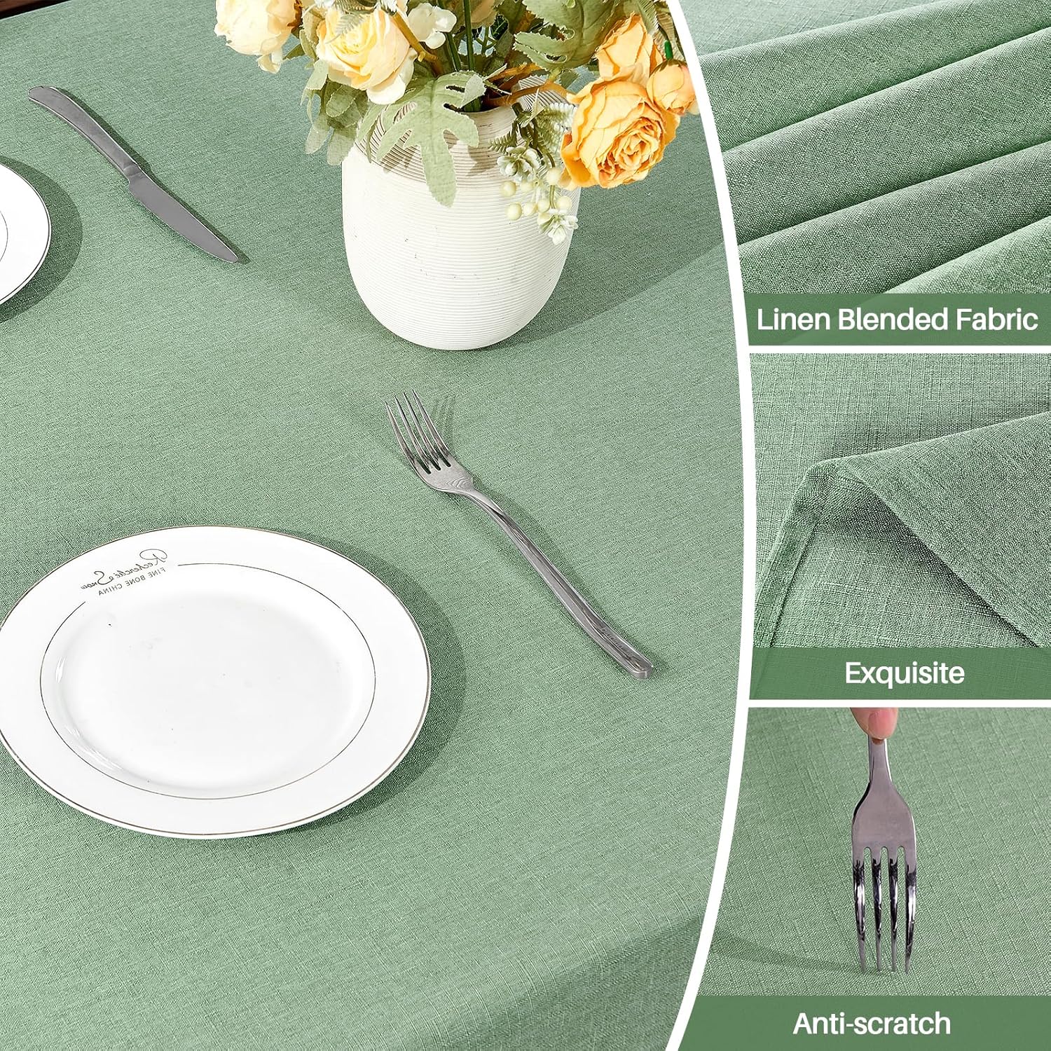 Textured 50 Inch Round Tablecloth - Waterproof Wipeable