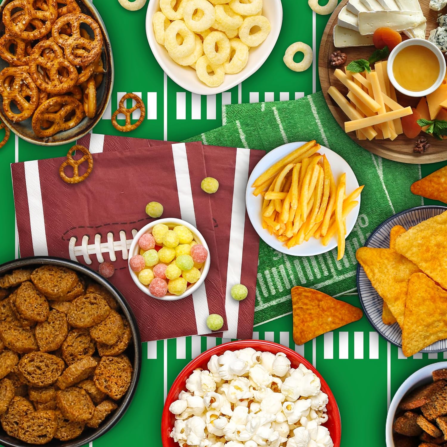 Mulbozy Football Tablecloth 2 Pack Touchdown Cover for Parties
