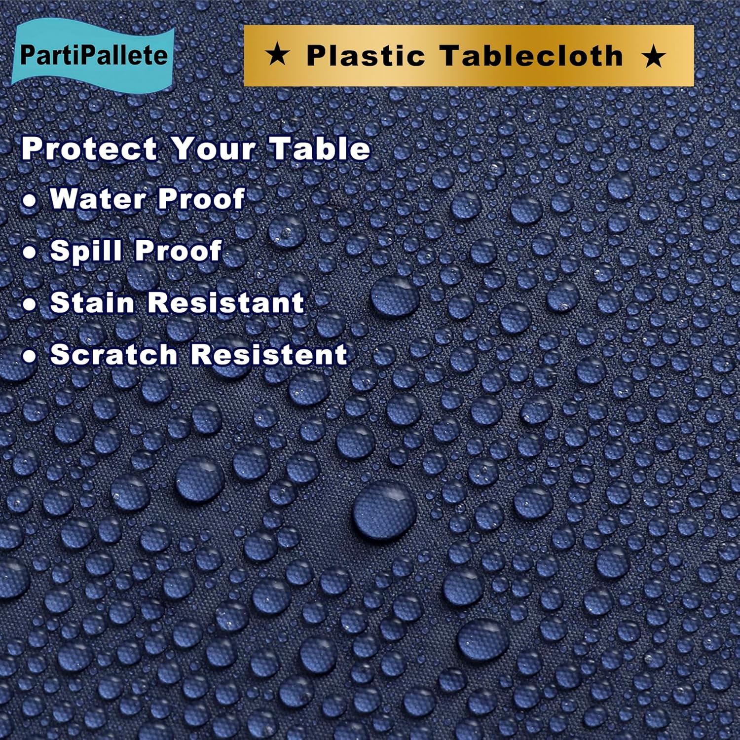 3-Pack Premium Plastic Navy Blue Tablecloths 54x108 Inch for Parties