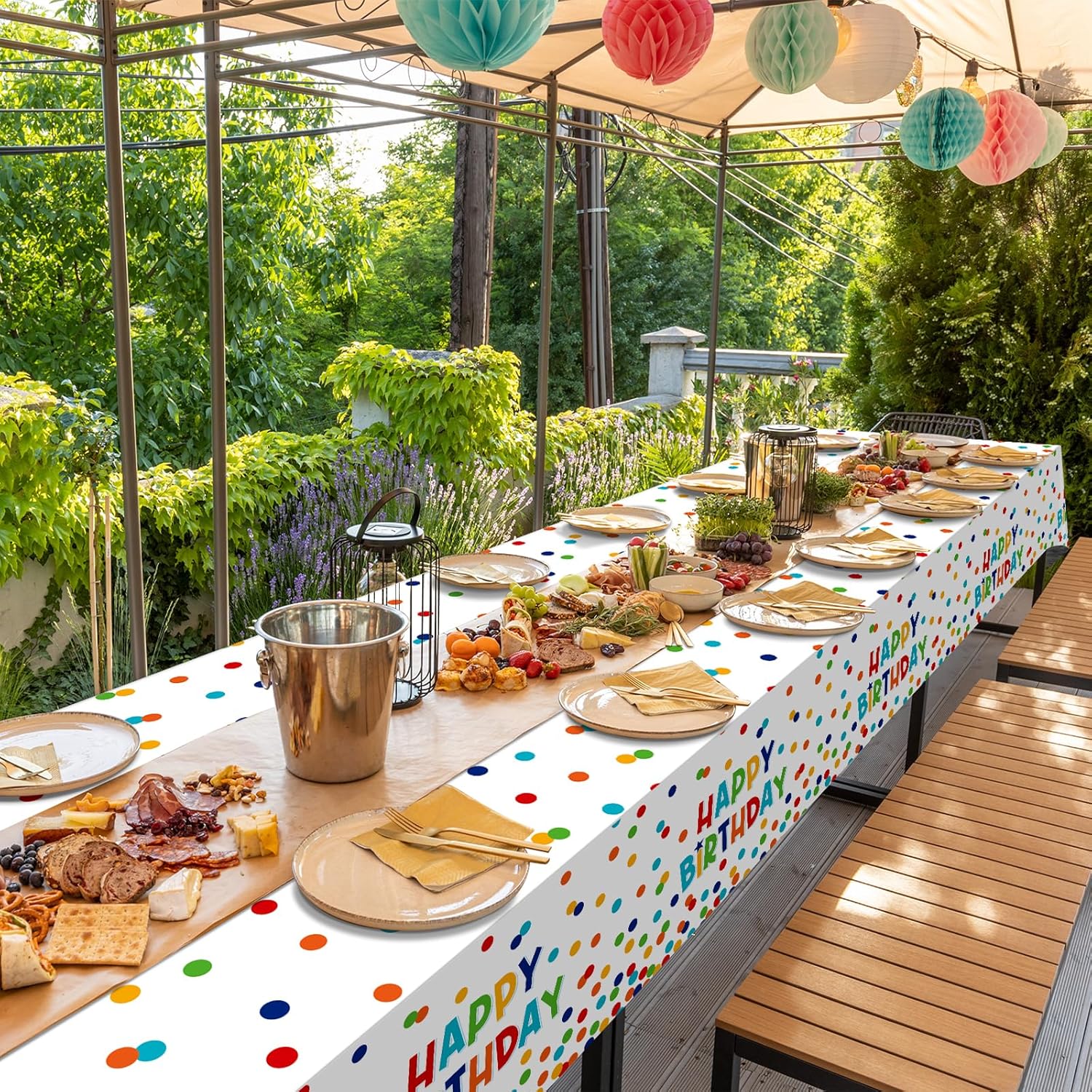 3 Pack Happy Birthday Tablecloths with Polka Dots