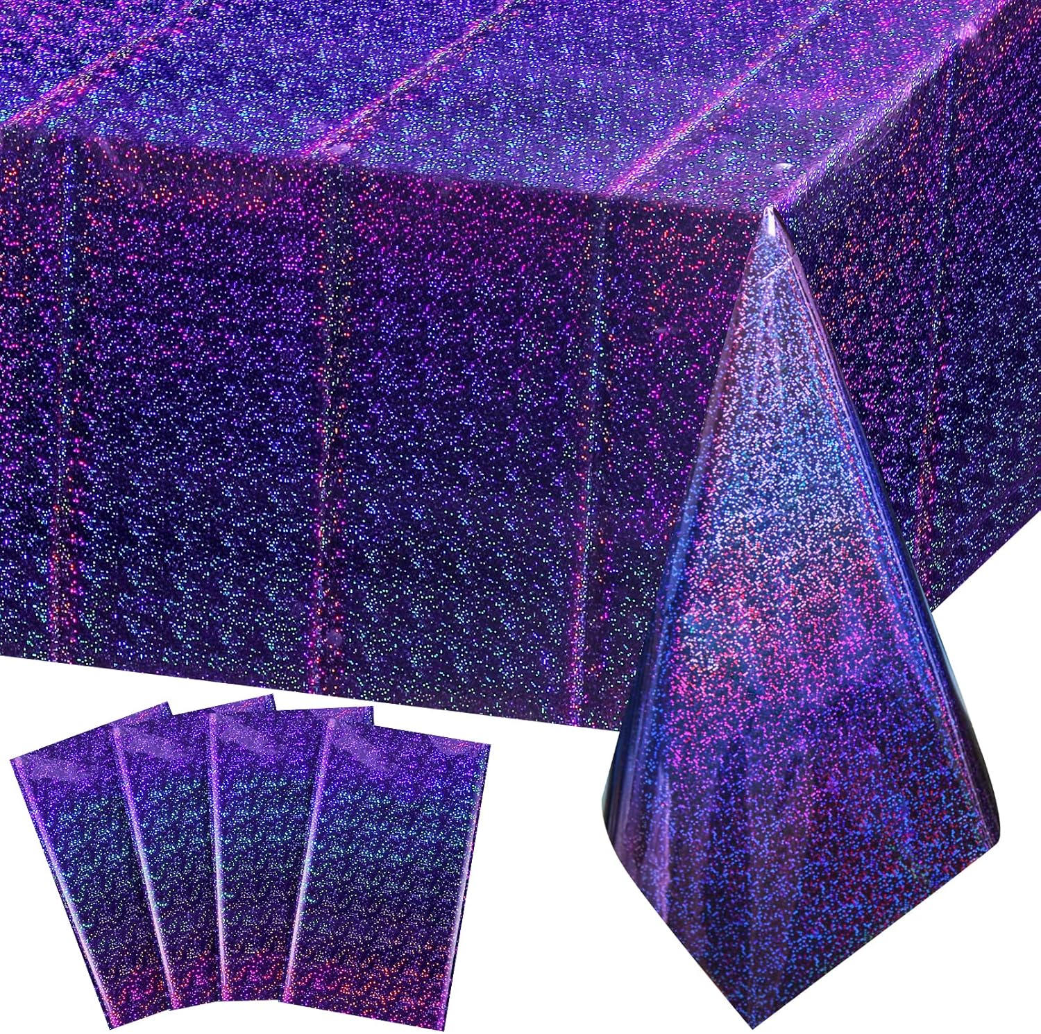 FunnyPars 4 Pack Iridescent Holographic Tablecloths
