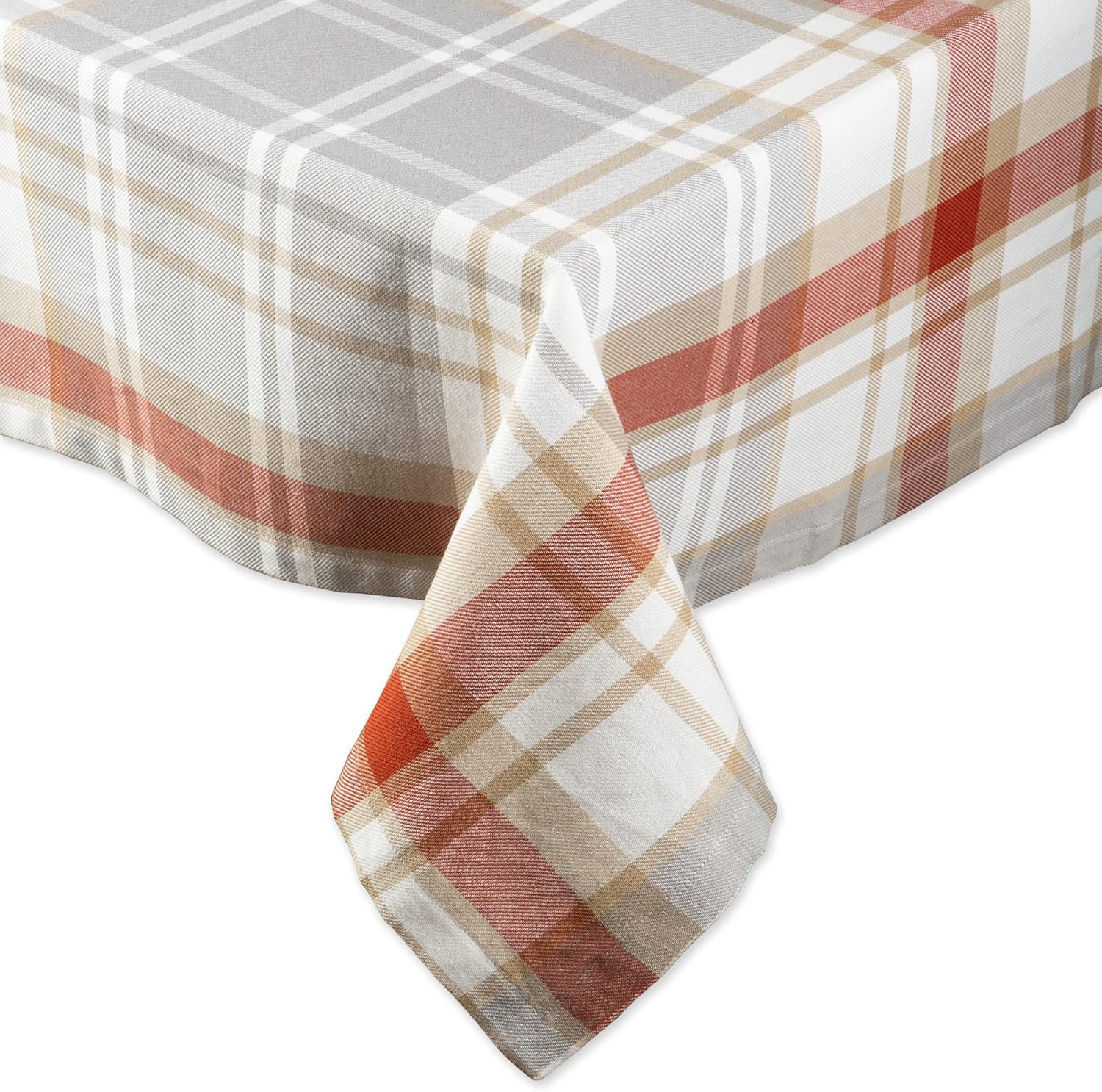 DII Autumn Collection Tabletop Decoration Tablecloth 60x84 Cozy Plaid