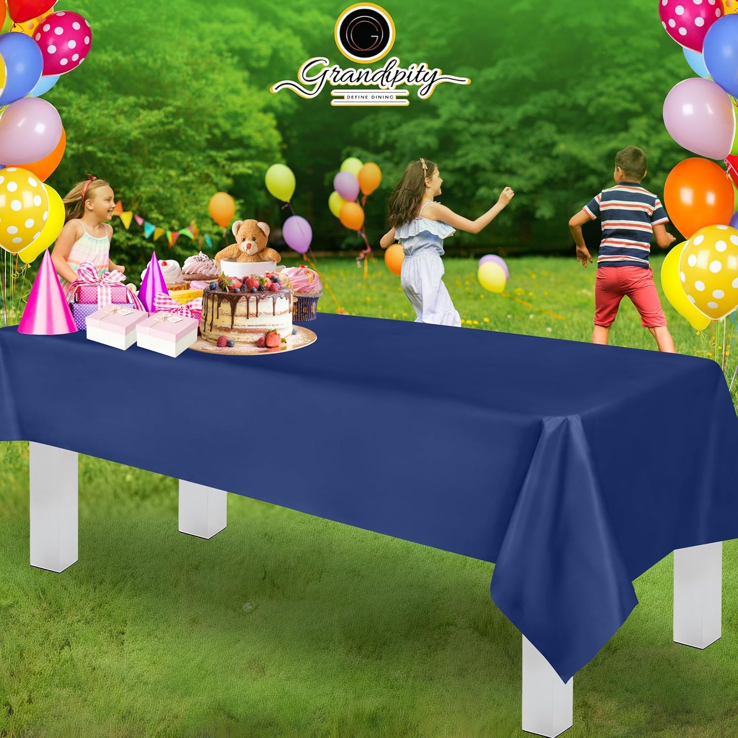 Grandipity Navy Blue Plastic Table Cloth 6 Pack 54in x 108in