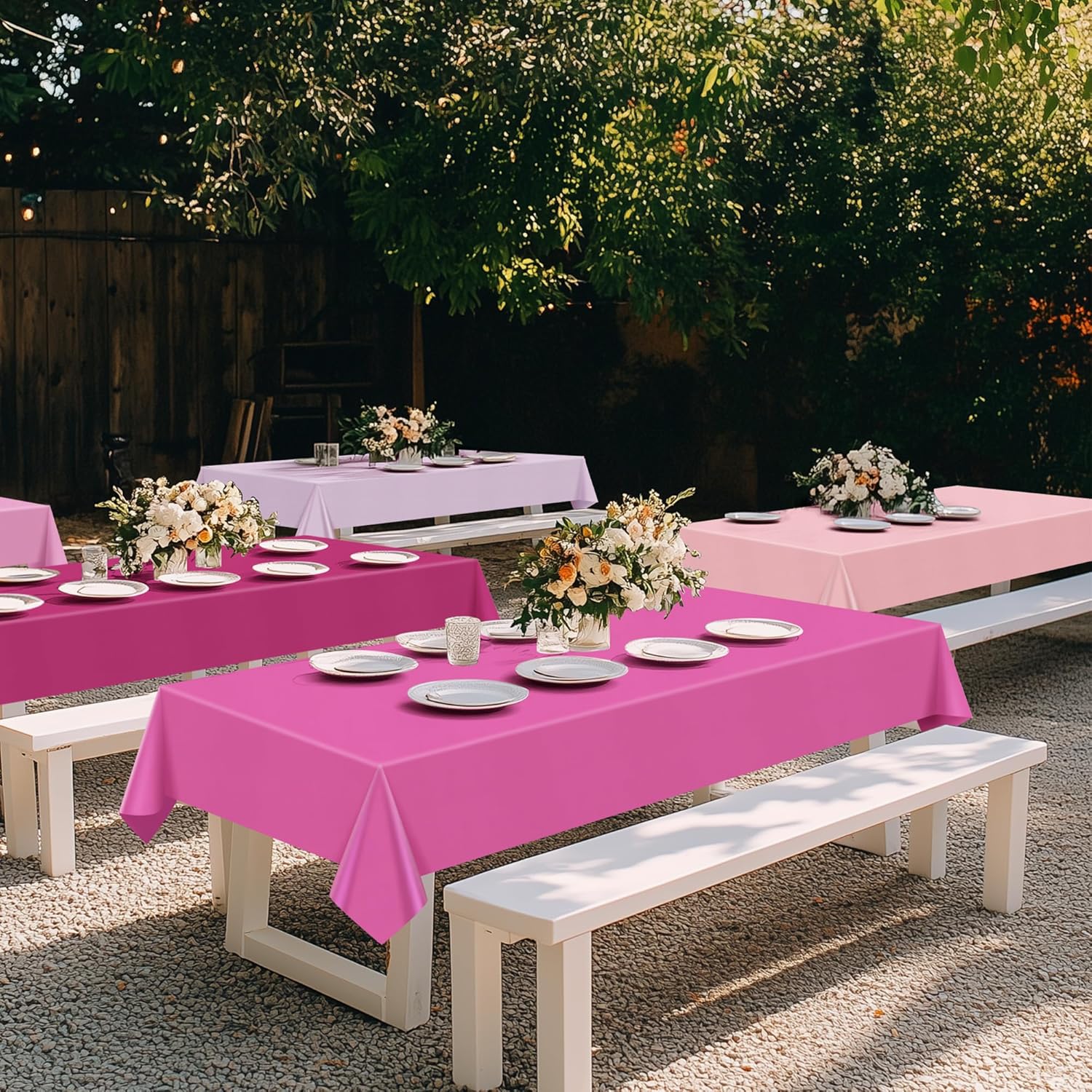 Just Shimmer 6 Piece Pink Tablecloth 54x72 Waterproof Disposable